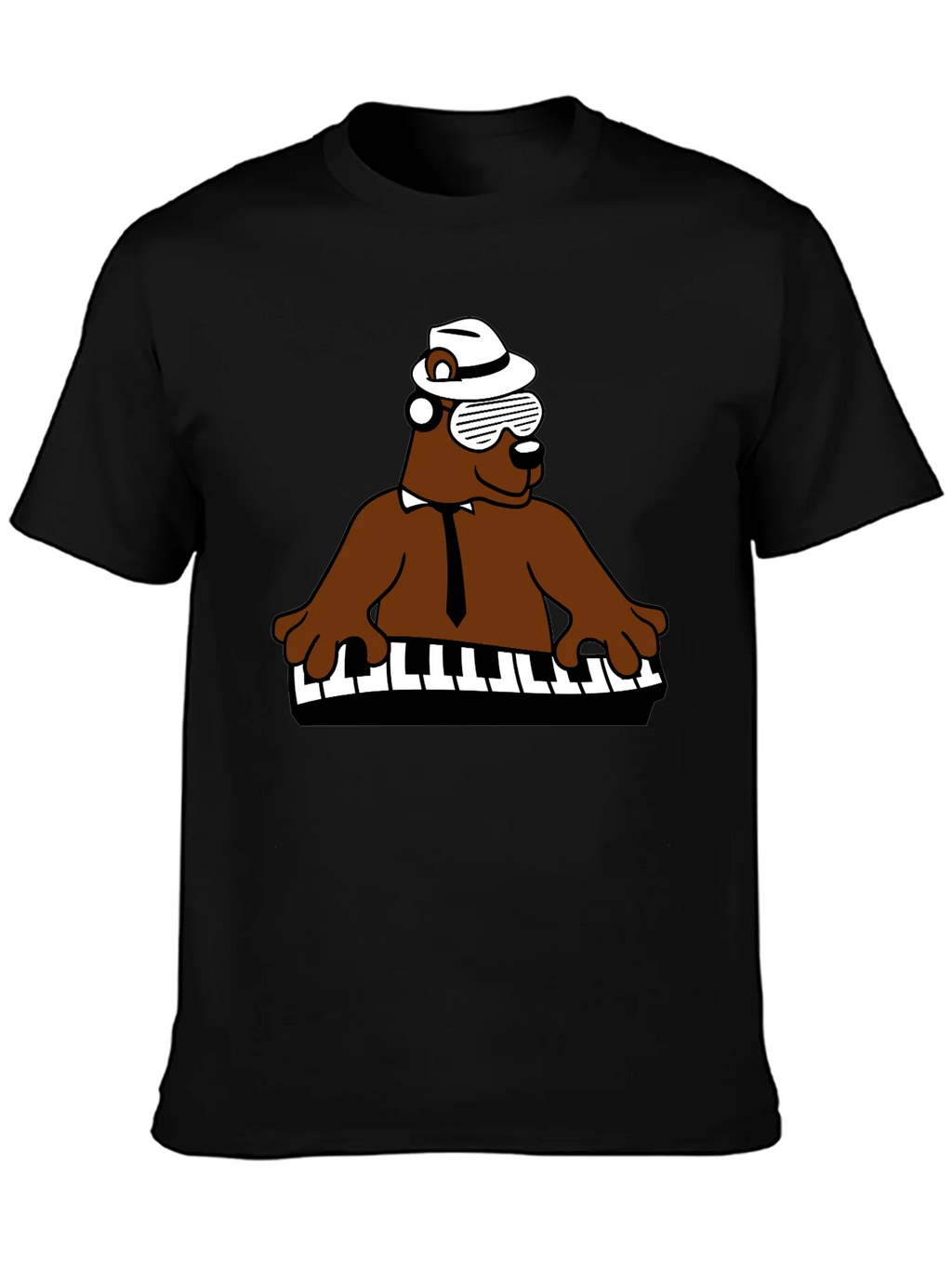 Cool Bear Piano Player T-Shirt - Black product image 2