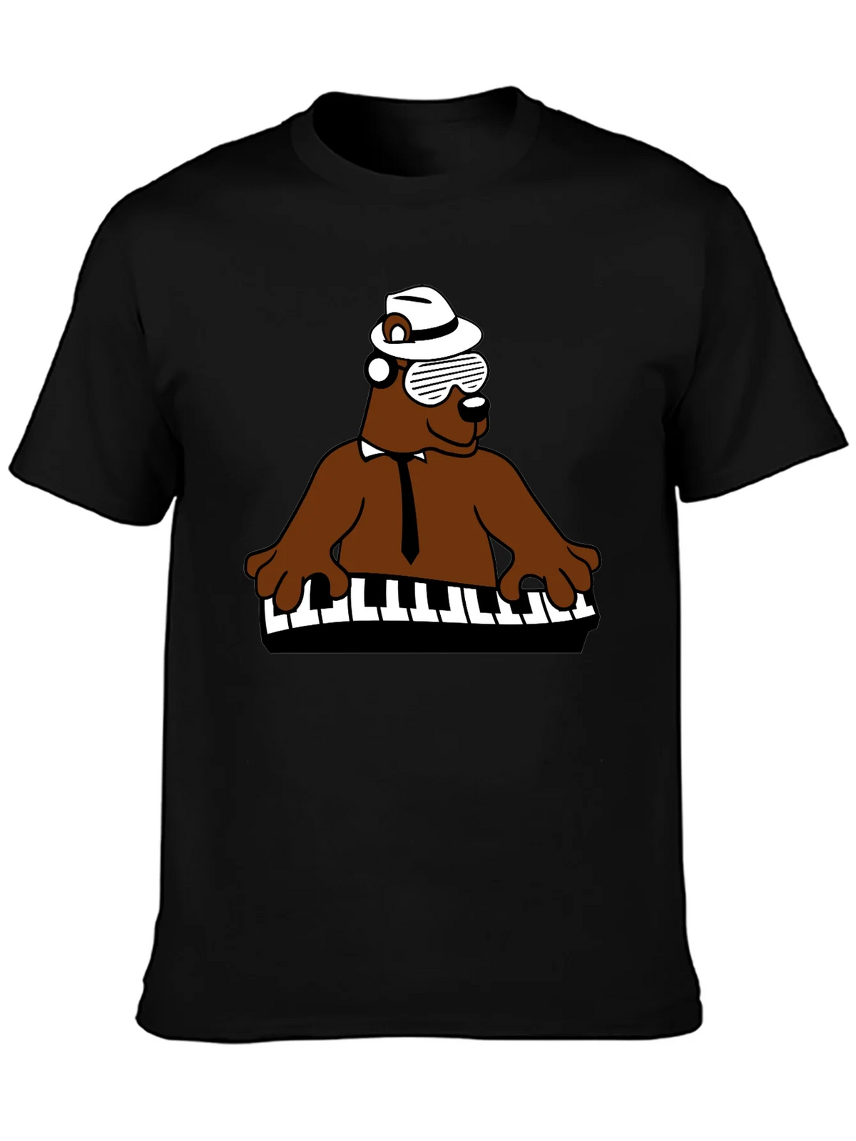 Cool Bear Piano Player T-Shirt - Black product image 2