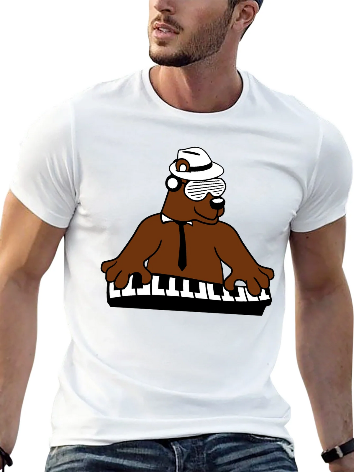 Cool Bear Piano Player T-Shirt - Black product image 9