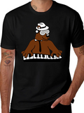 Cool Bear Piano Player T-Shirt - Black product image 1