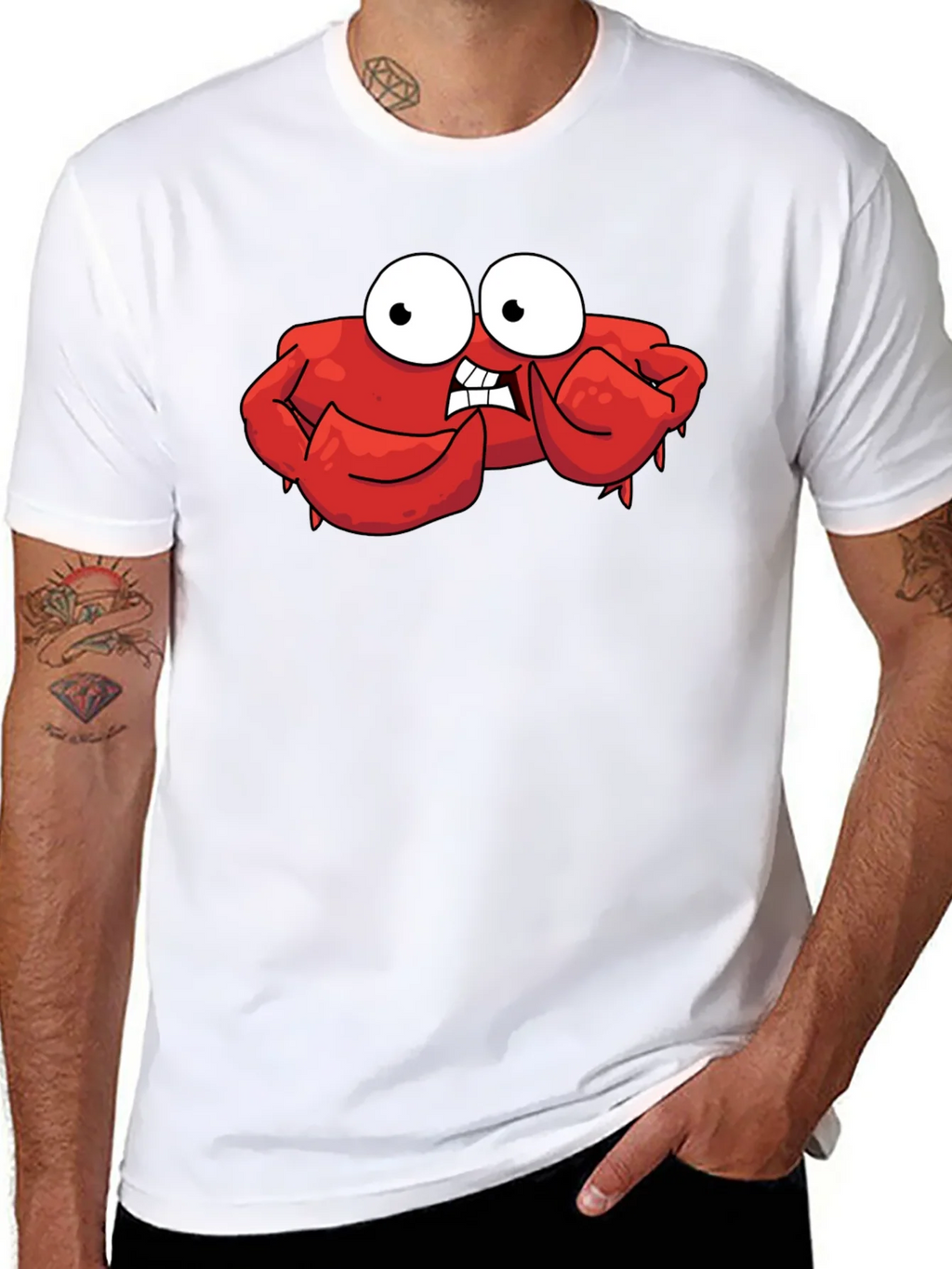 Funny Cartoon Crab Graphic Black T-Shirt product image 7