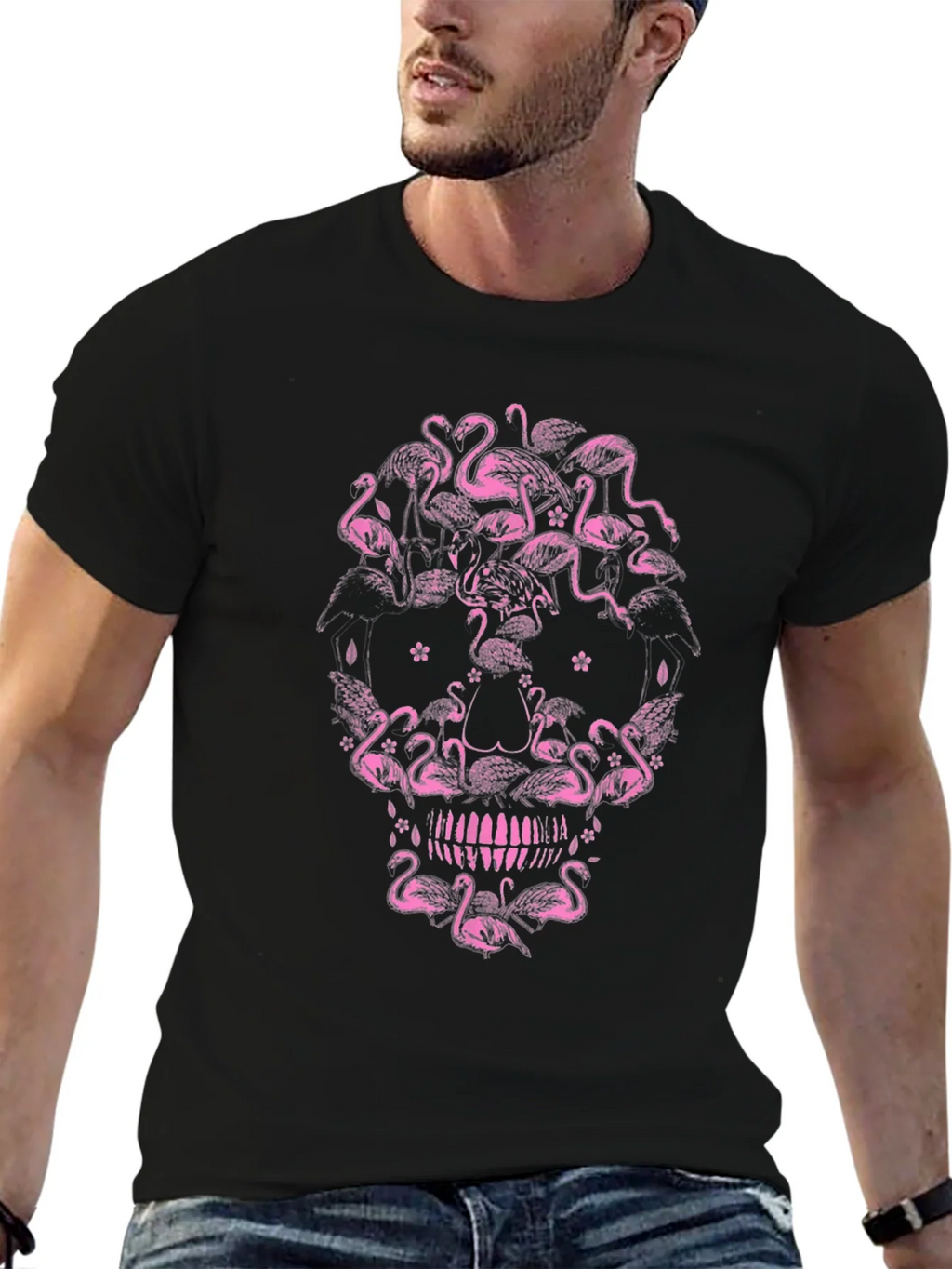 Flamingo Skull Graphic Tee - Unique Pink Design product image 6