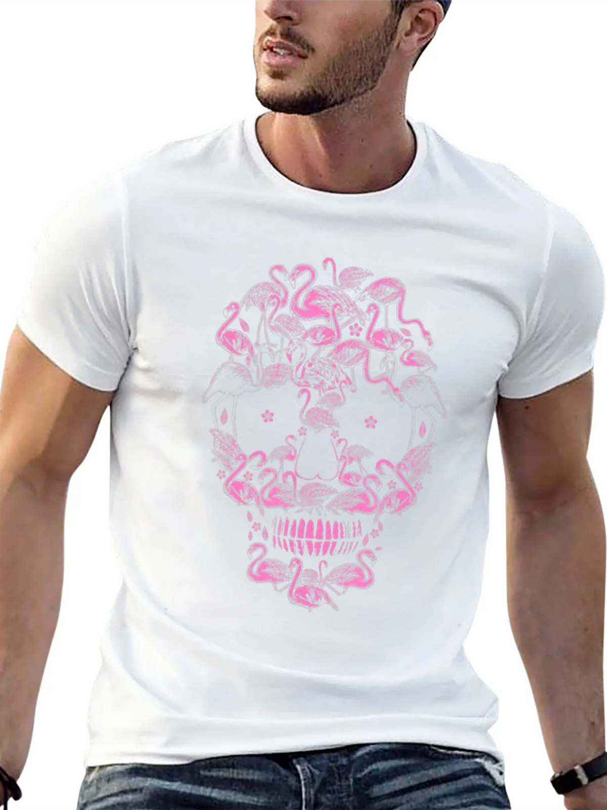 Flamingo Skull Graphic Tee - Unique Pink Design product image 12