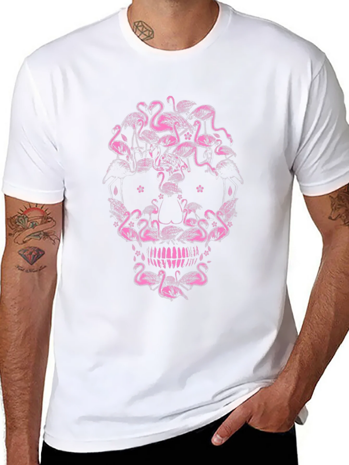 Flamingo Skull Graphic Tee - Unique Pink Design product image 7