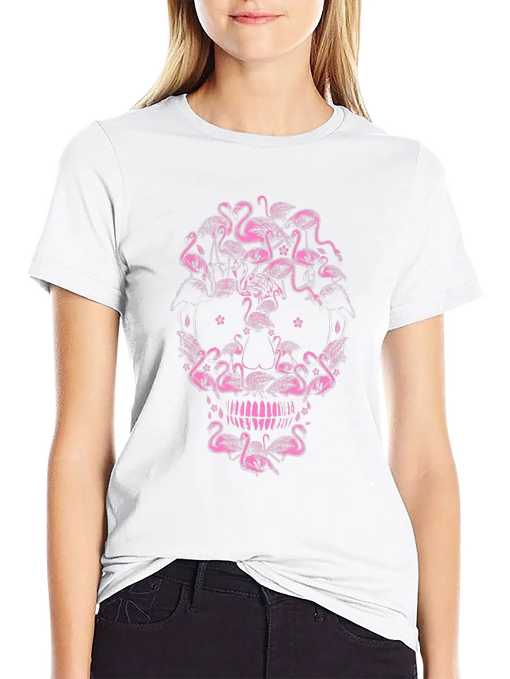 Flamingo Skull Graphic Tee - Unique Pink Design product image 8