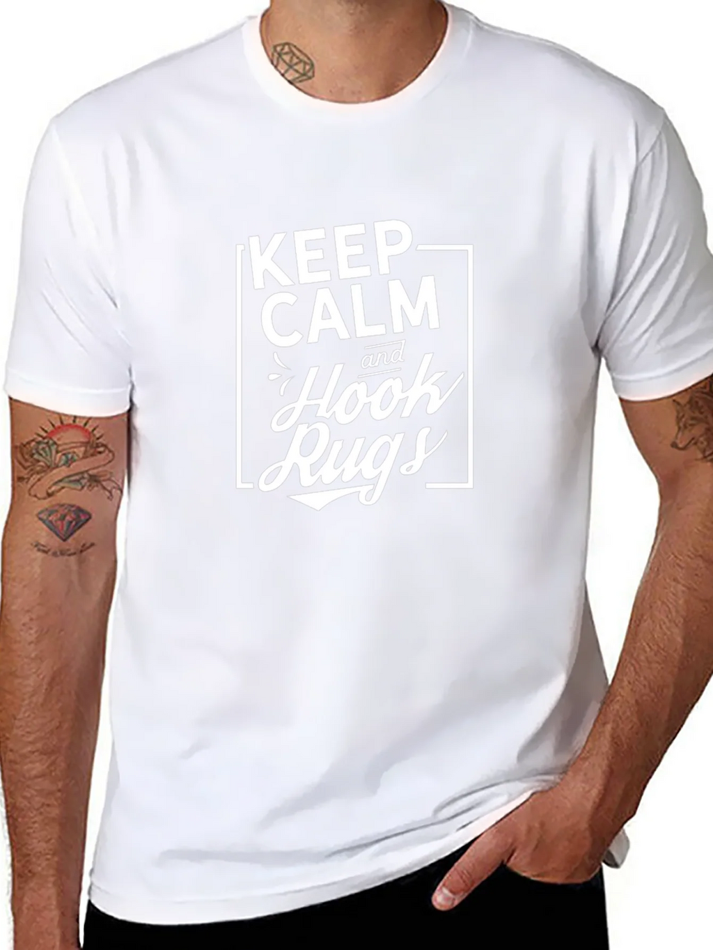 Keep Calm Hook Rugs Black T-Shirt product image 7