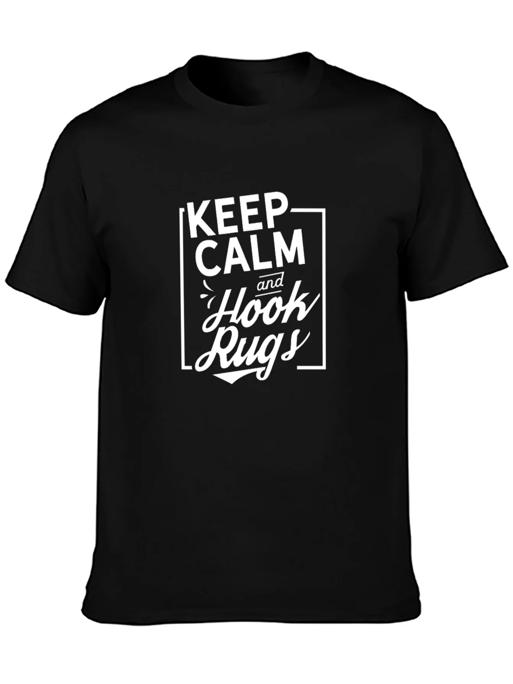 Keep Calm Hook Rugs Black T-Shirt product image 3