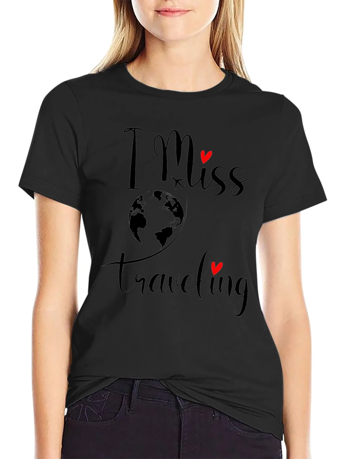 I Miss Traveling T-Shirt - Black Graphic Tee product image 2