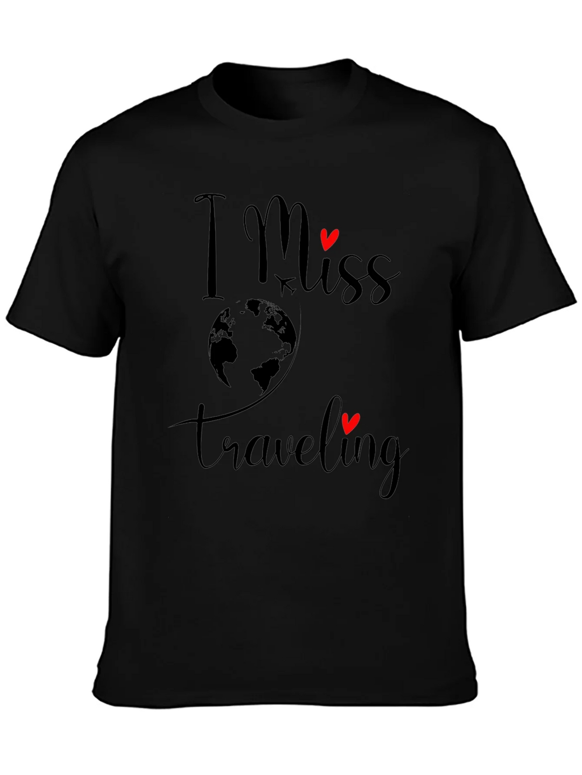 I Miss Traveling T-Shirt - Black Graphic Tee product image 3