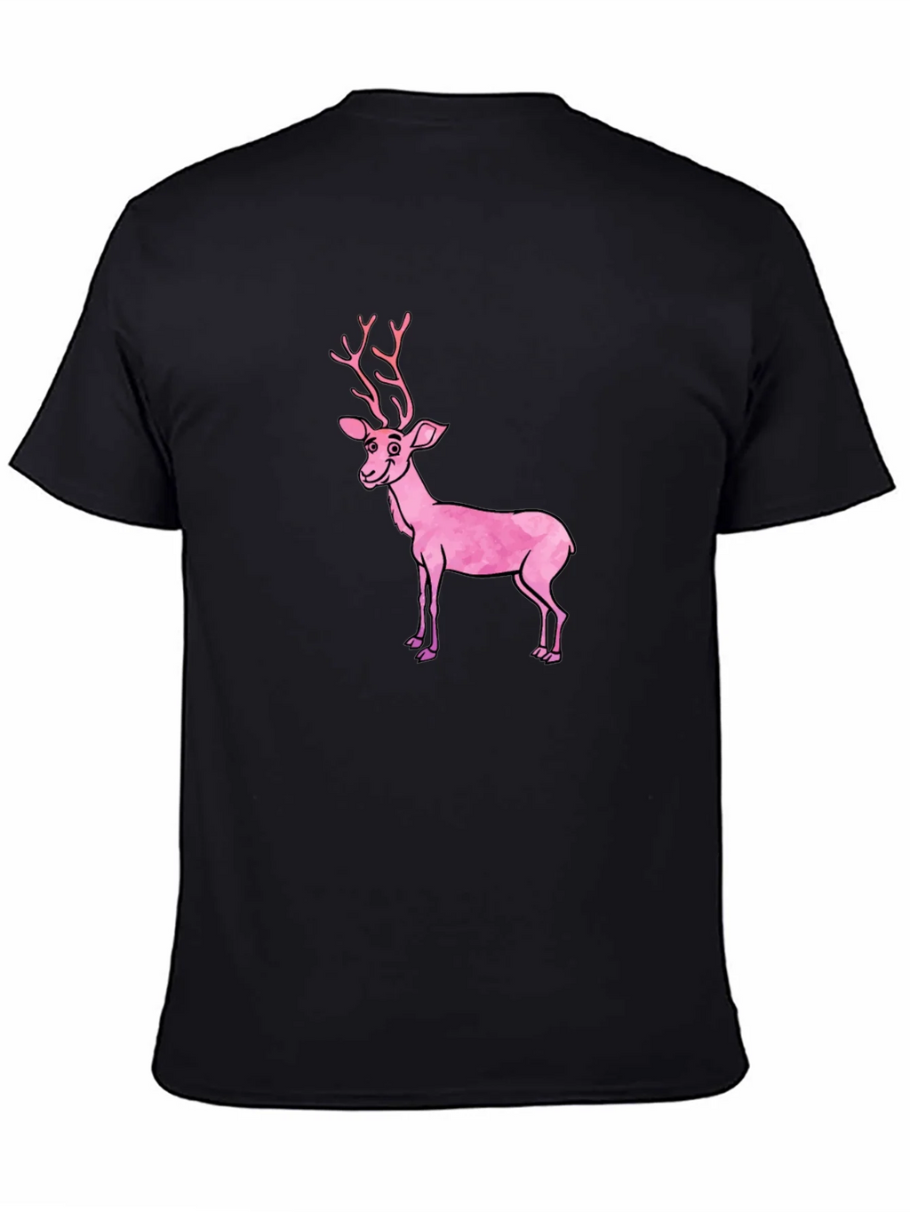 Black T-Shirt with Pink Deer Graphic product image 4