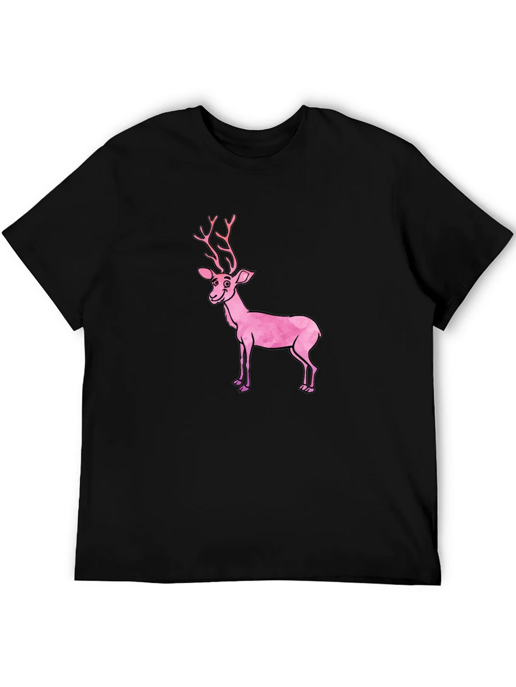 Black T-Shirt with Pink Deer Graphic product image 5
