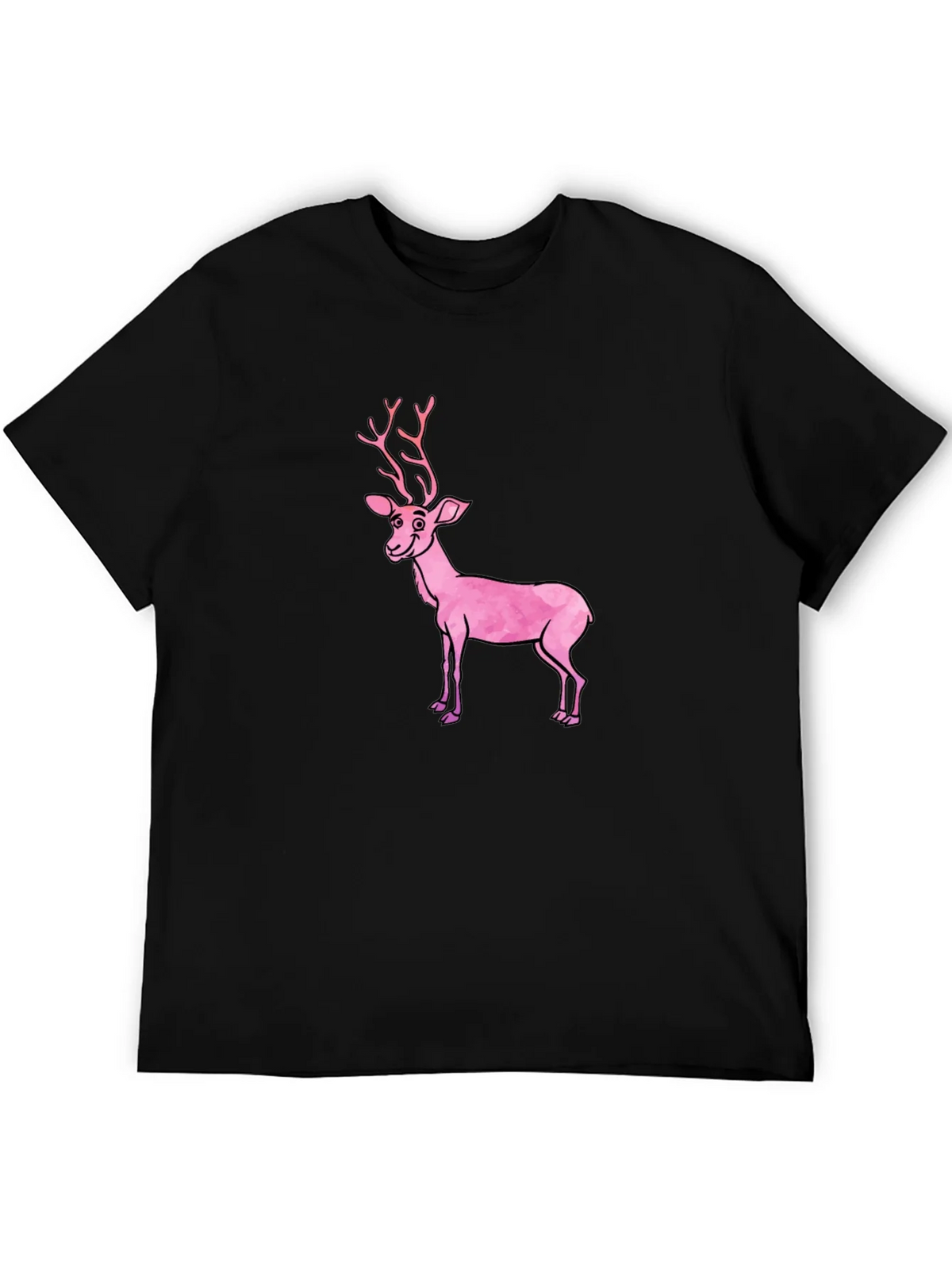 Black T-Shirt with Pink Deer Graphic product image 5
