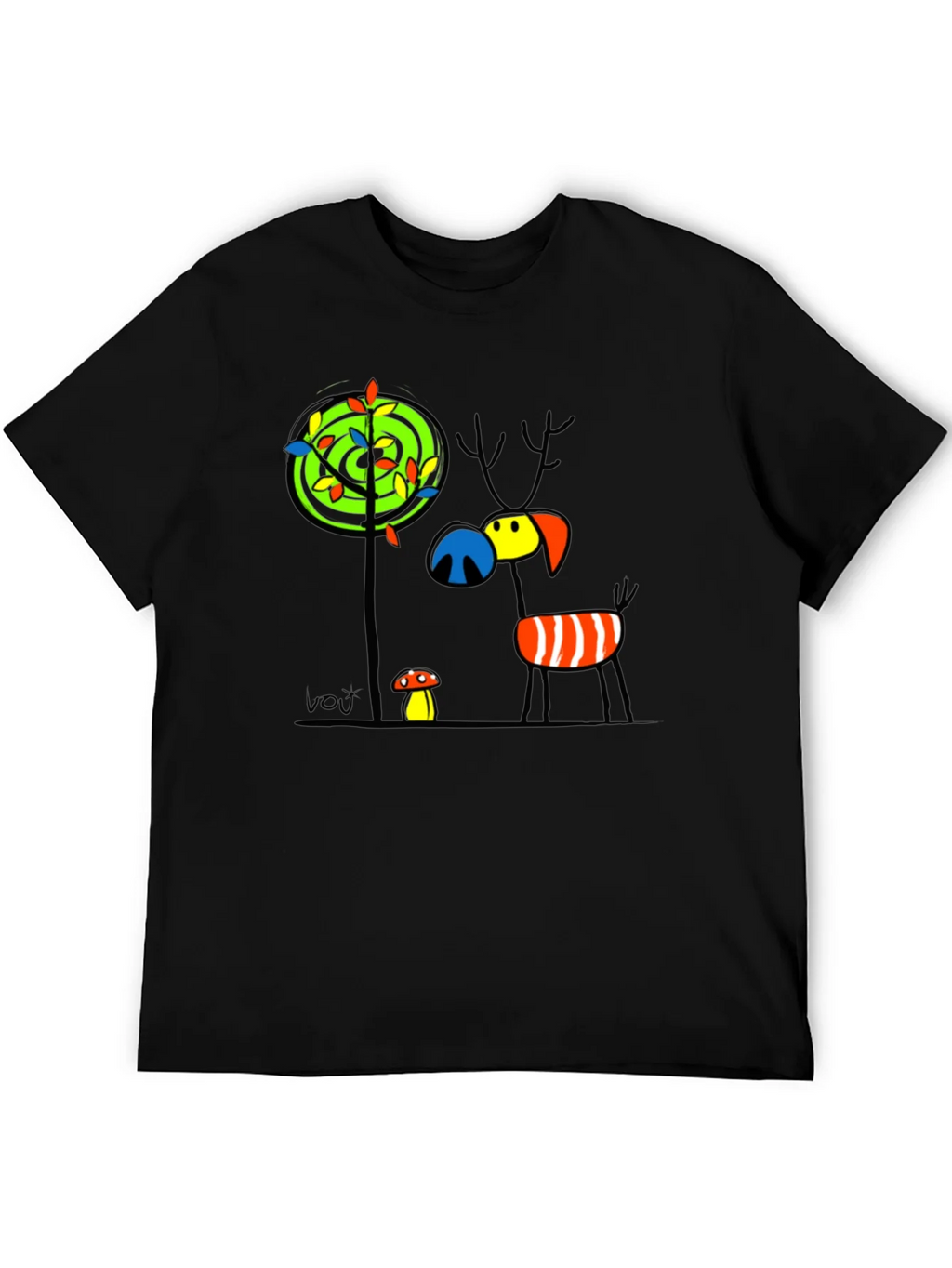 Whimsical Deer Graphic Tee - Unique Art T-Shirt product image 5