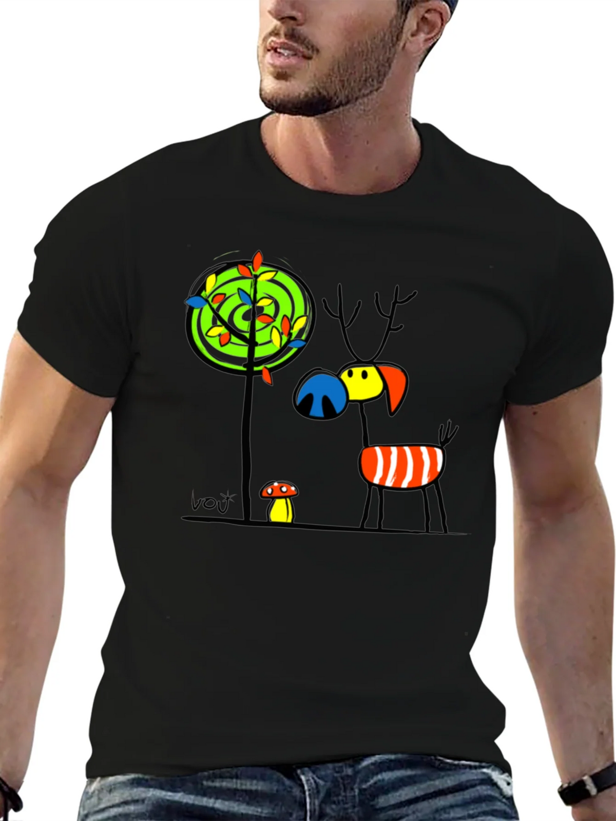 Whimsical Deer Graphic Tee - Unique Art T-Shirt product image 6