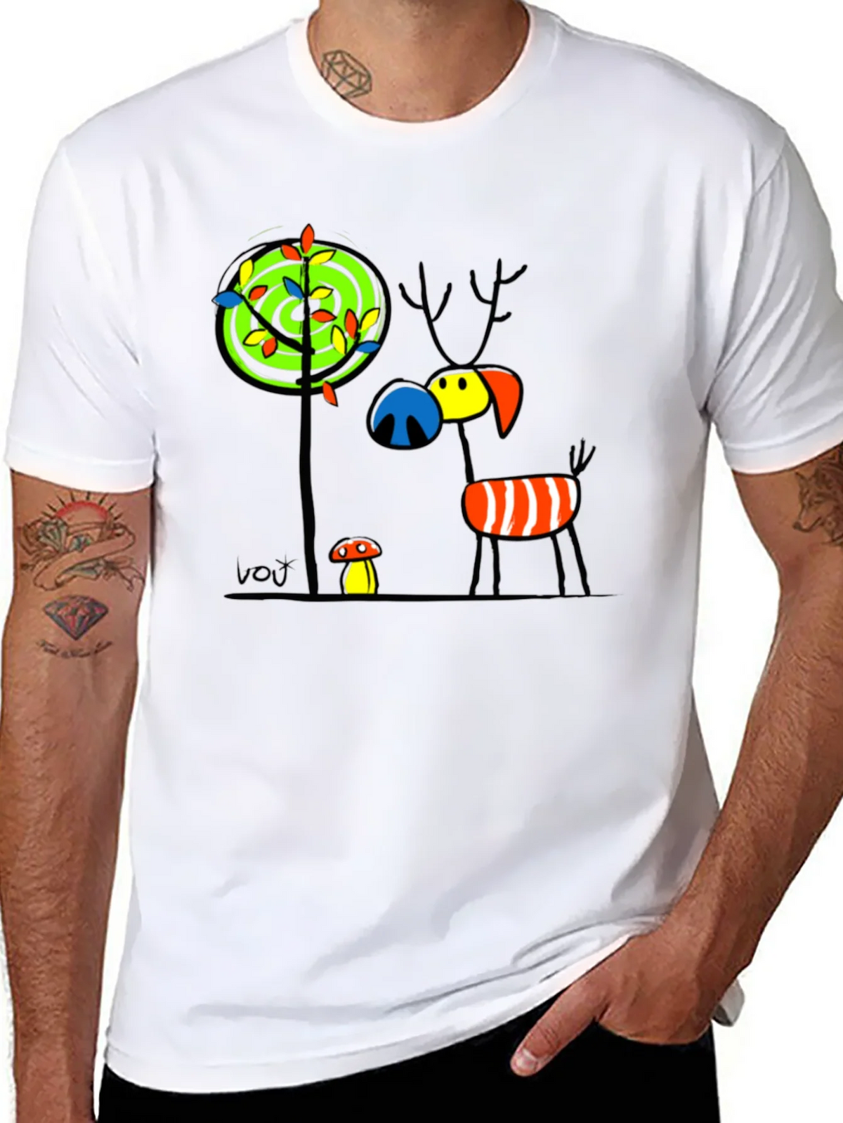 Whimsical Deer Graphic Tee - Unique Art T-Shirt product image 7