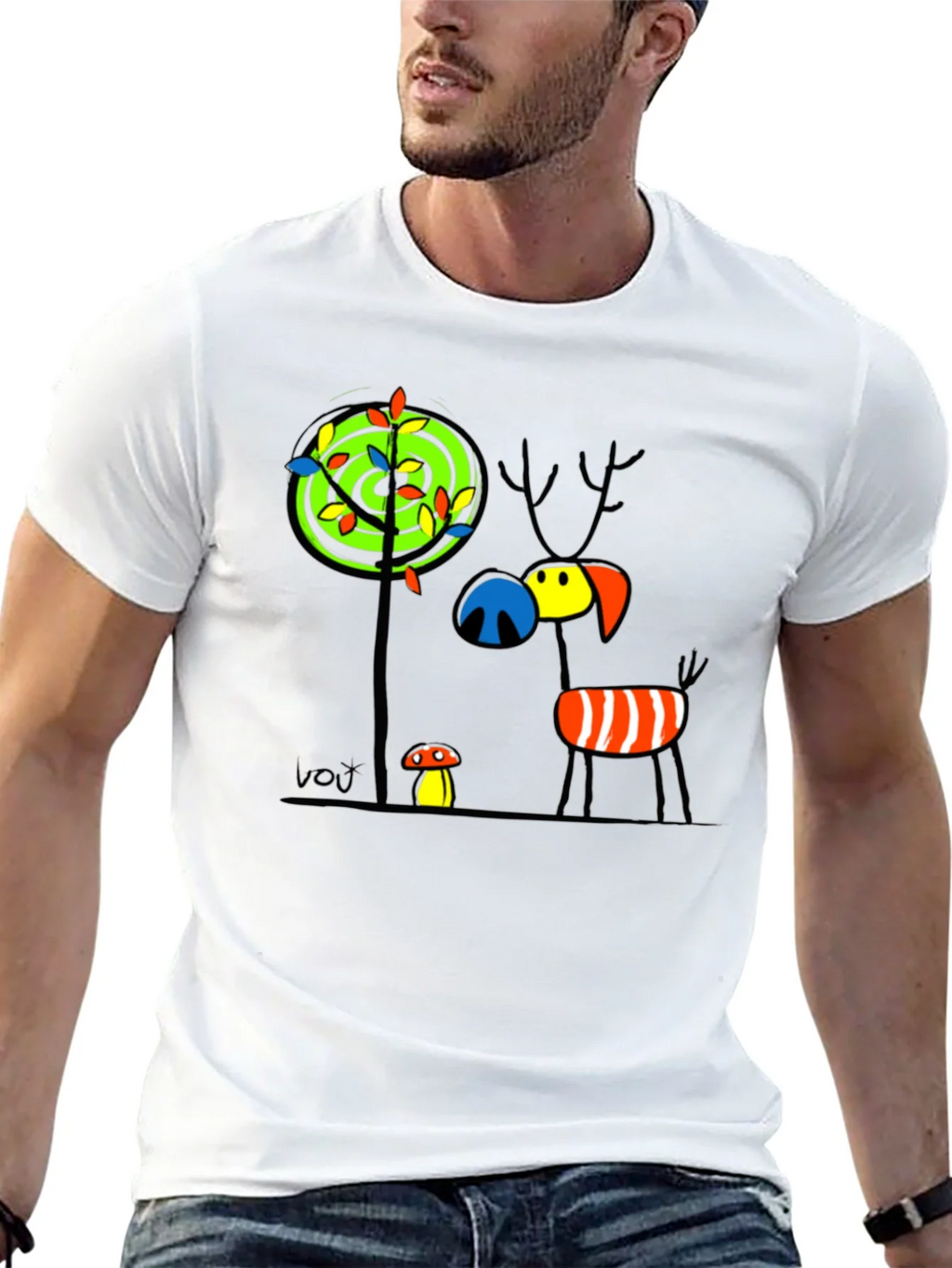 Whimsical Deer Graphic Tee - Unique Art T-Shirt product image 12