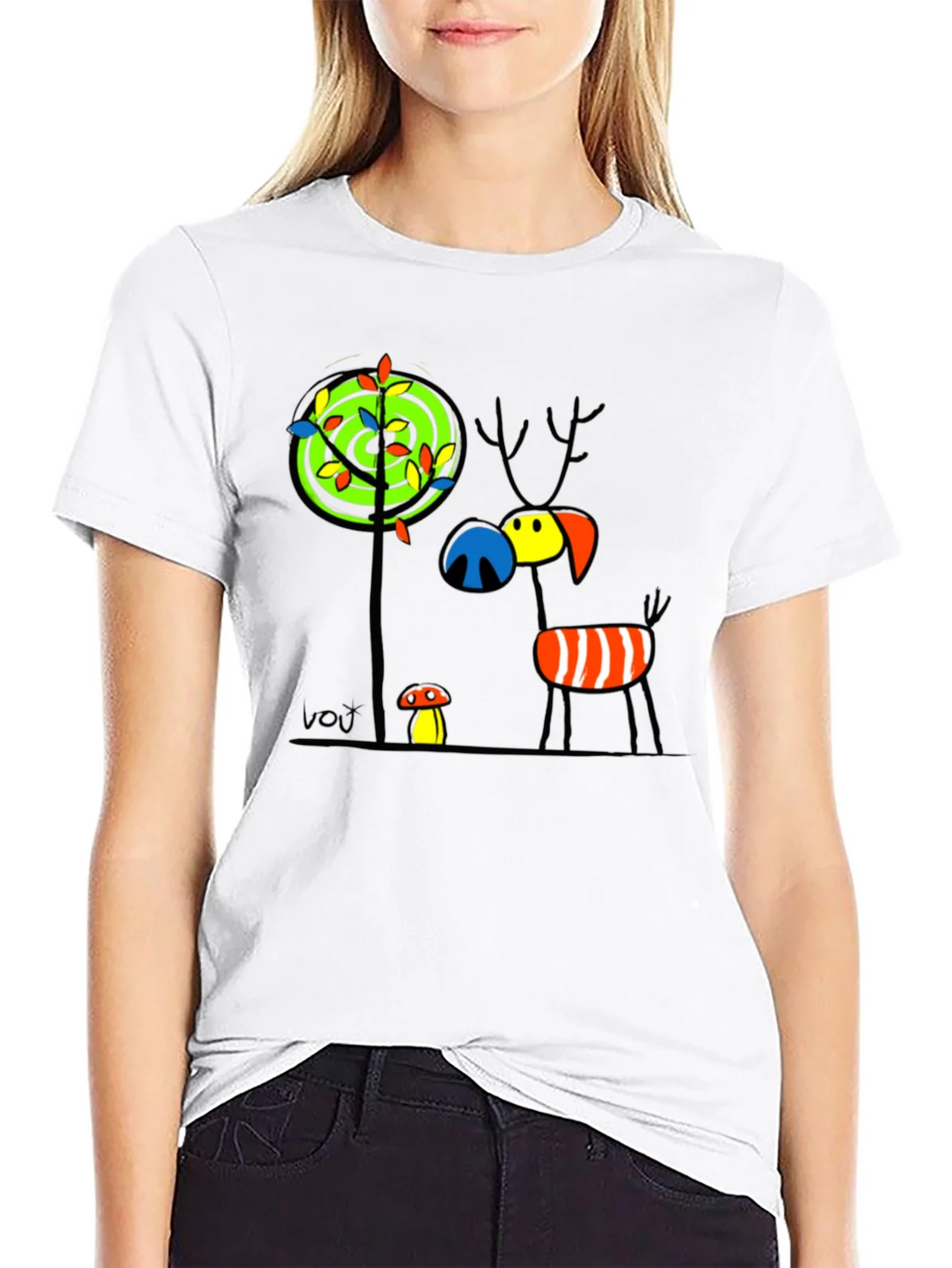Whimsical Deer Graphic Tee - Unique Art T-Shirt product image 8