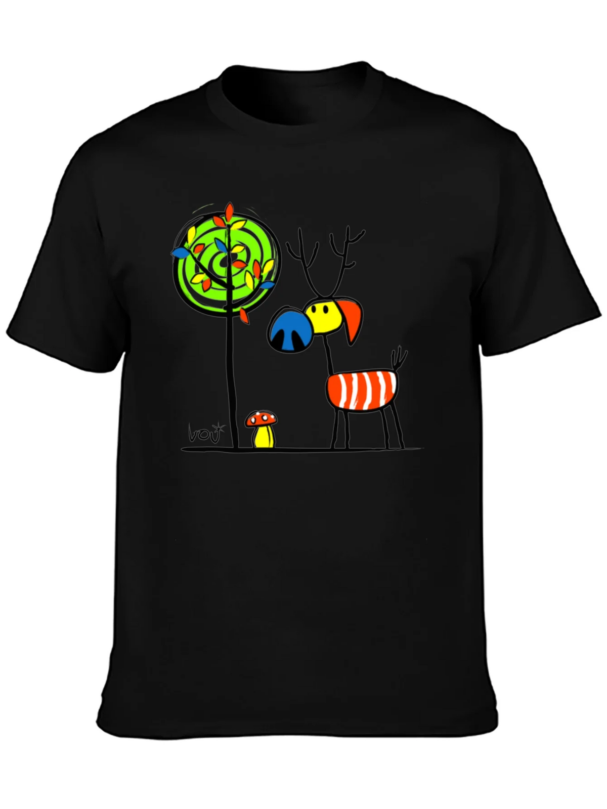 Whimsical Deer Graphic Tee - Unique Art T-Shirt product image 3