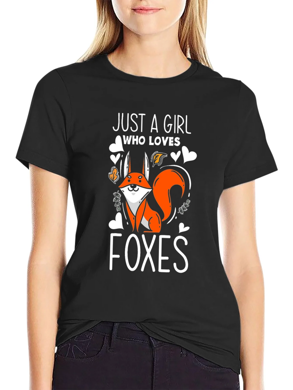 Just A Girl Who Loves Foxes Black T-Shirt product image 2