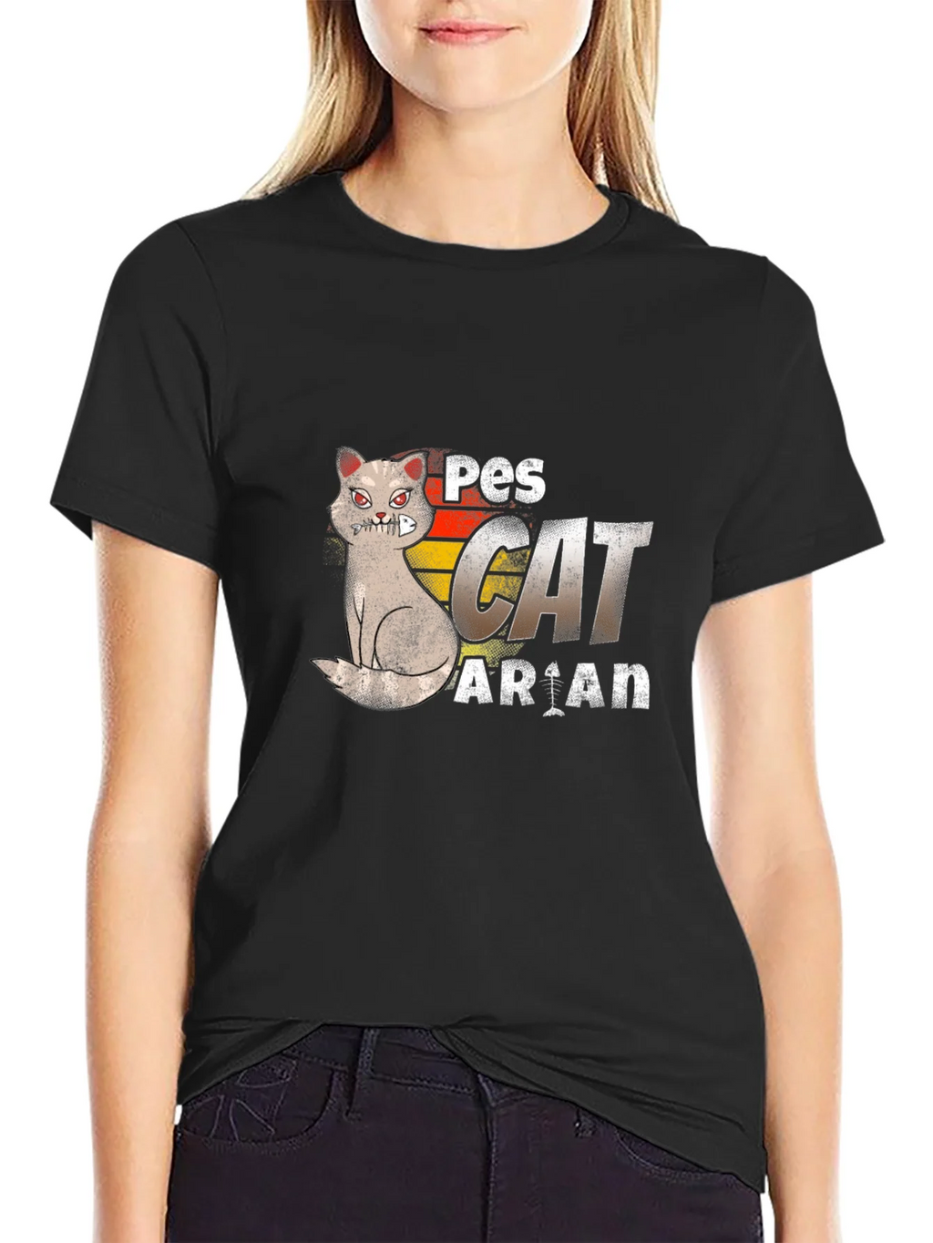Pescatarian Cat T-Shirt Funny Seafood Lover Tee product image 2