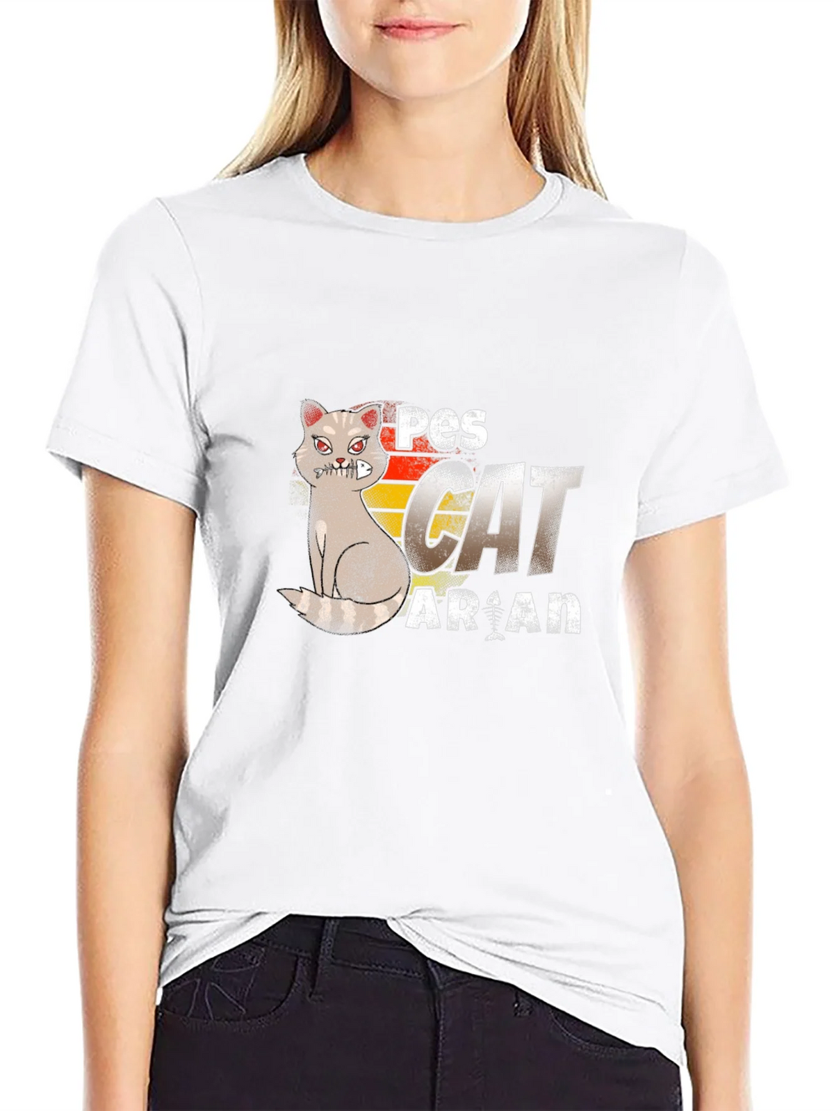 Pescatarian Cat T-Shirt Funny Seafood Lover Tee product image 8