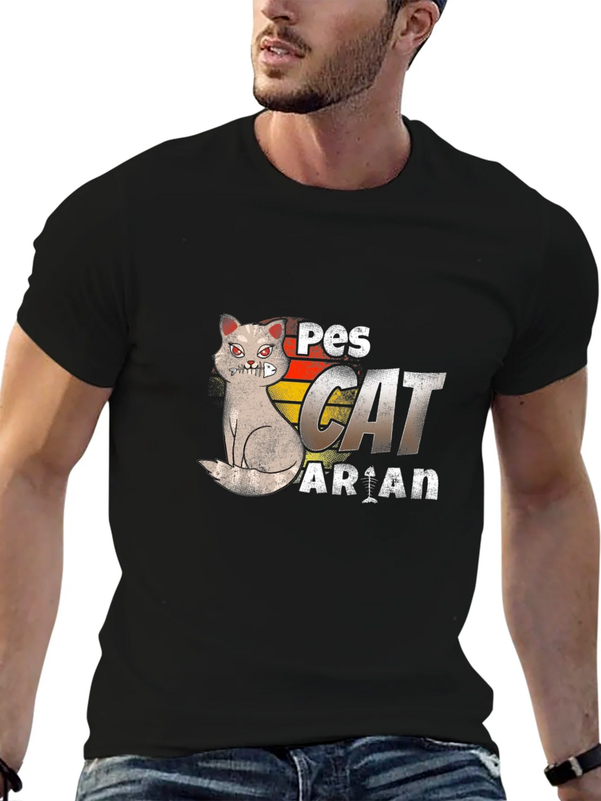 Pescatarian Cat T-Shirt Funny Seafood Lover Tee product image 6