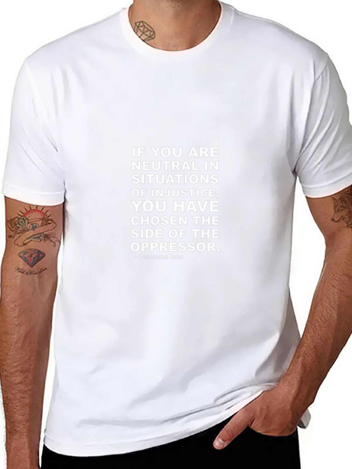 Neutrality Injustice T-Shirt - Desmond Tutu Quote product image 7