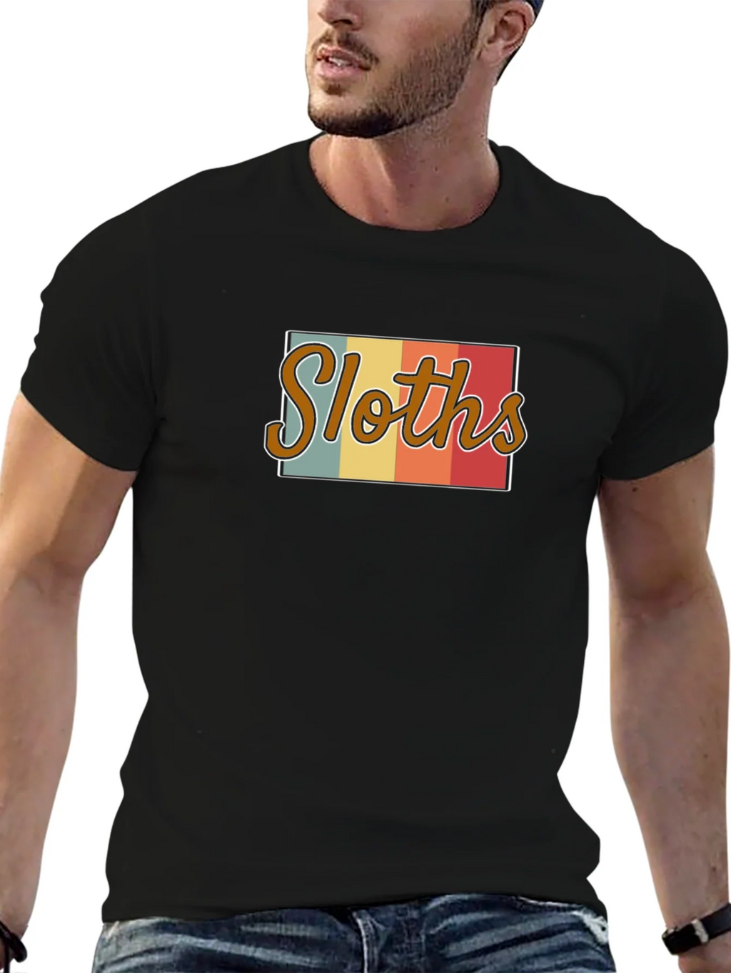 Retro Sloths Graphic Tee - Mens Black T-Shirt product image 6