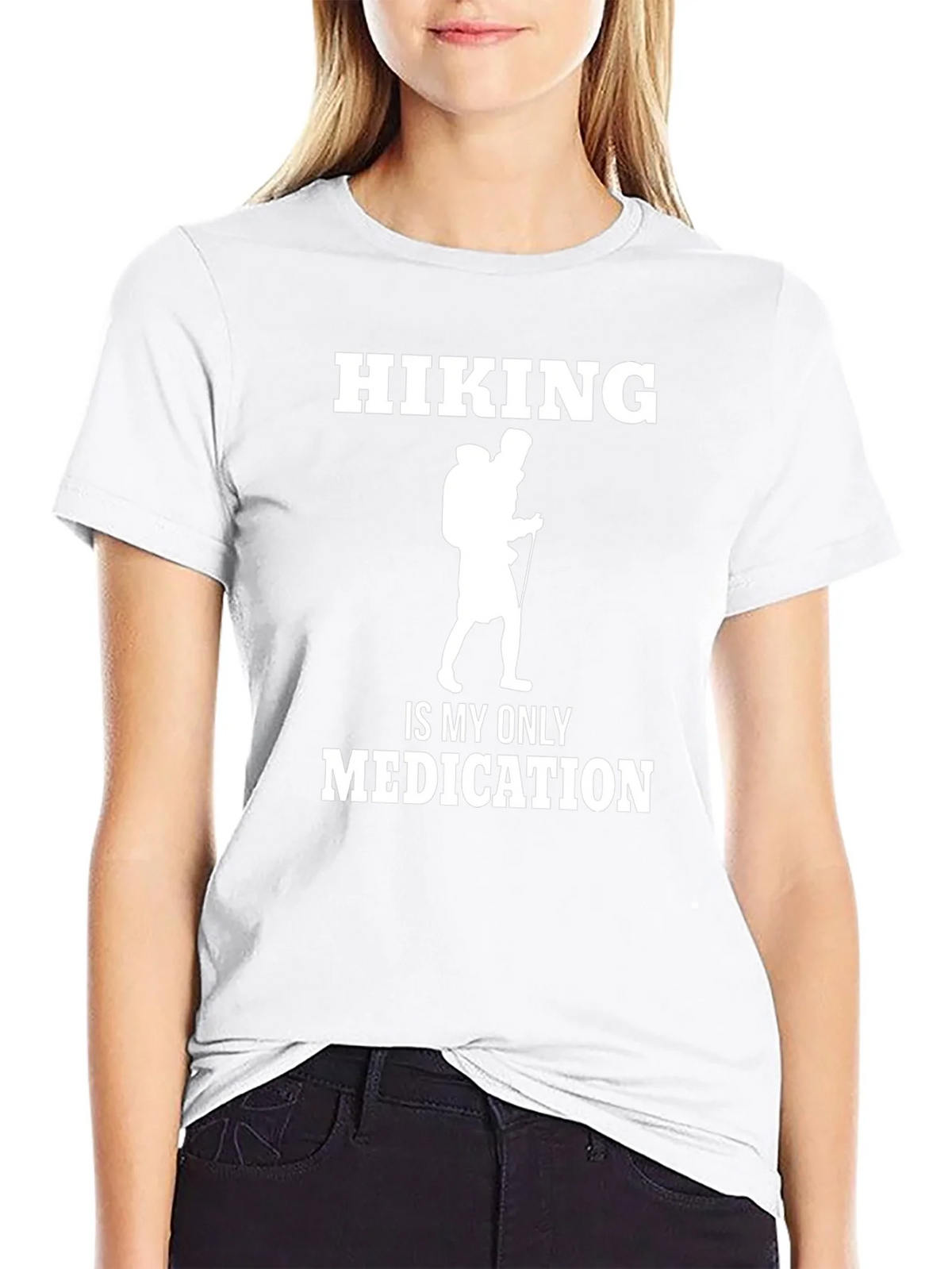 Hiking is My Only Medication Black T-Shirt product image 7