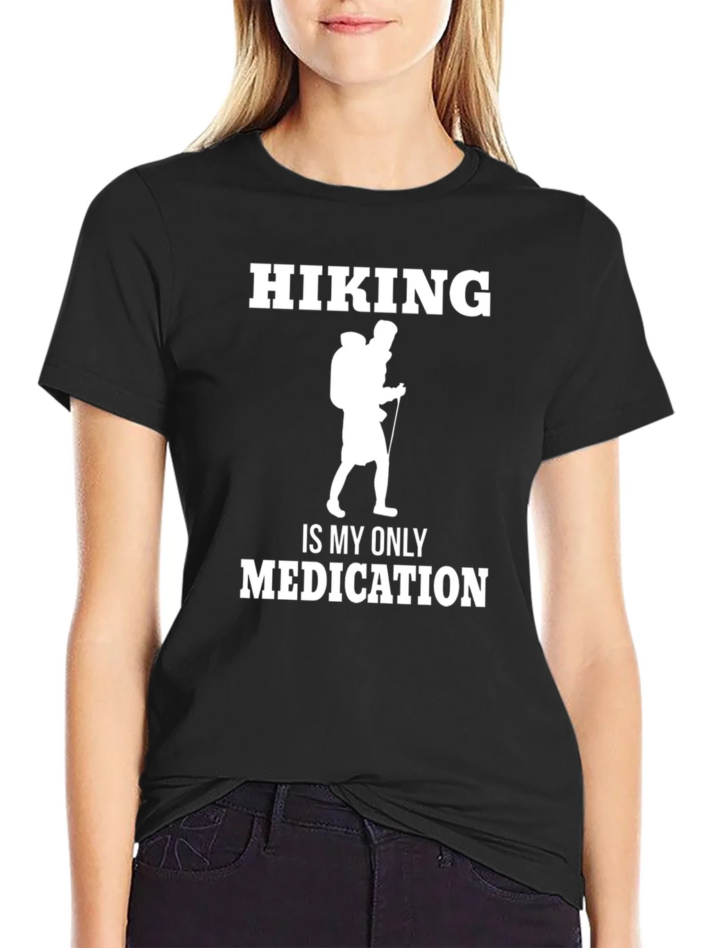 Hiking is My Only Medication Black T-Shirt product image 2