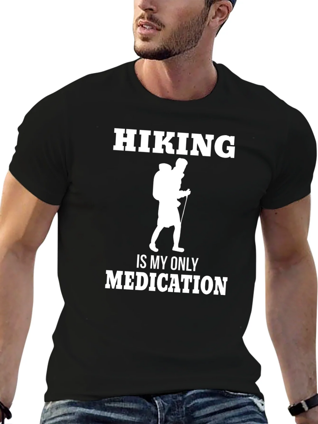 Hiking is My Only Medication Black T-Shirt product image 5