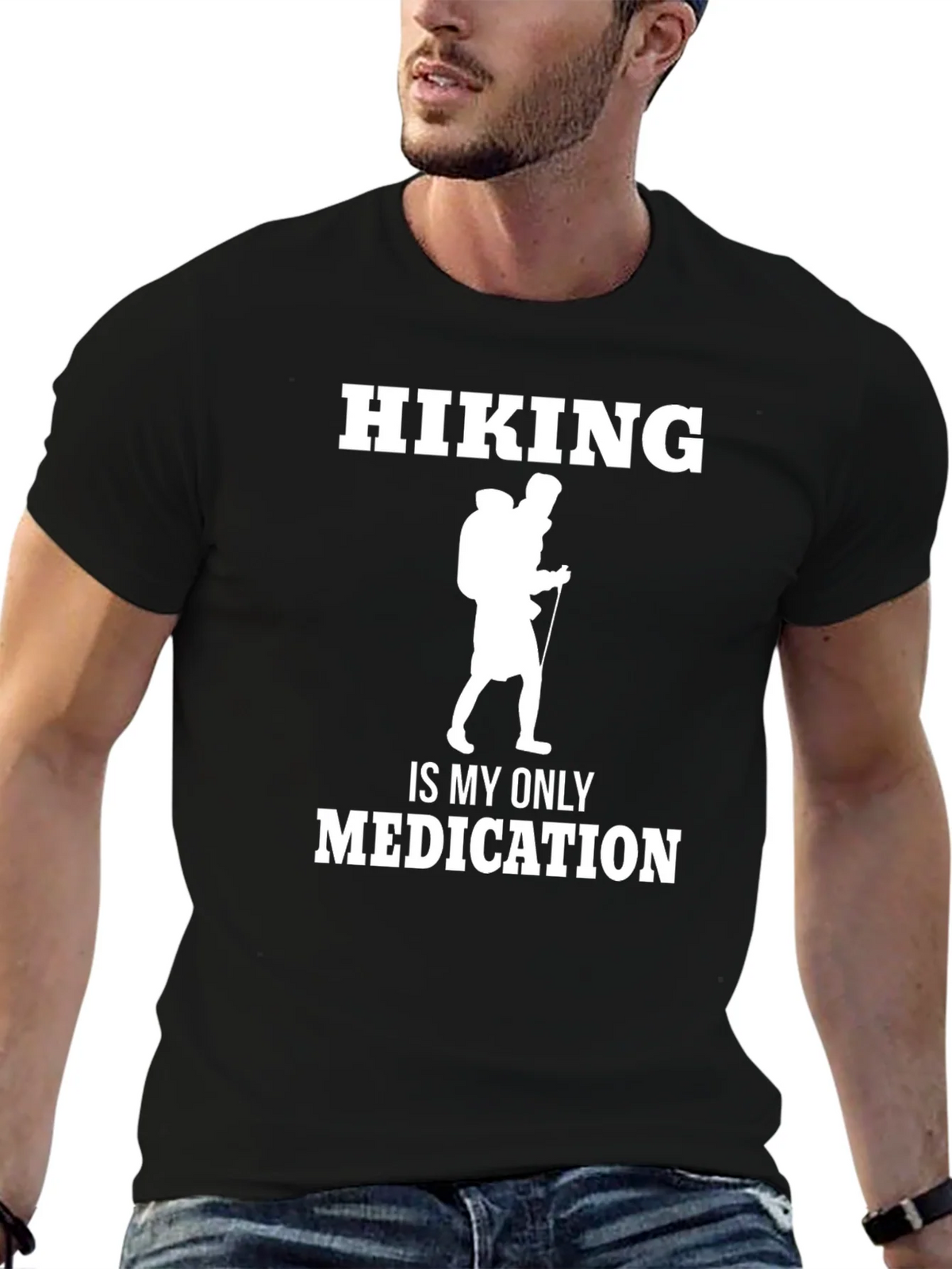 Hiking is My Only Medication Black T-Shirt product image 5
