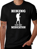 Hiking is My Only Medication Black T-Shirt product image 1