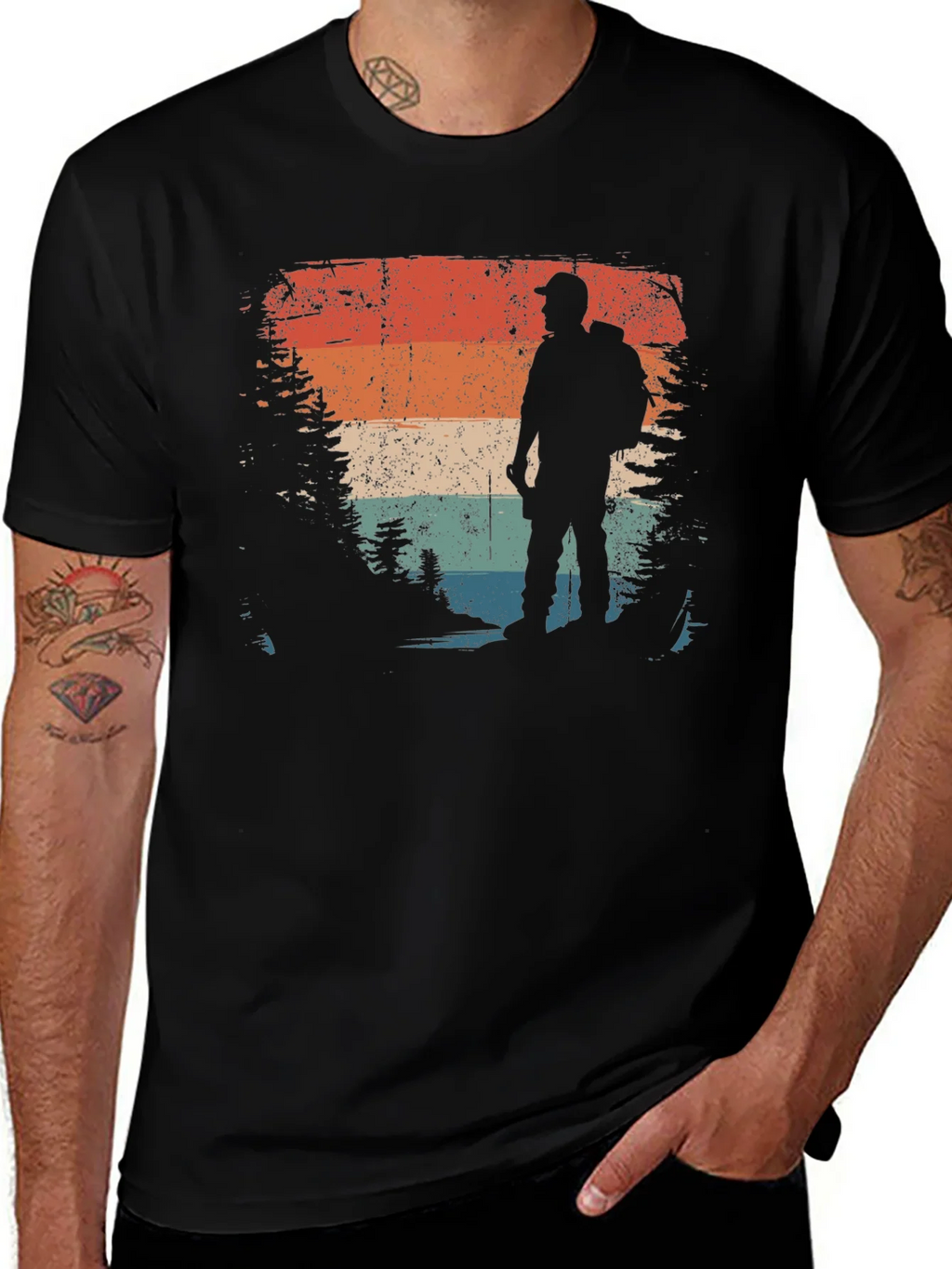 Vintage Hiker Graphic Tee - Retro Outdoor Adventure Shirt product image 1