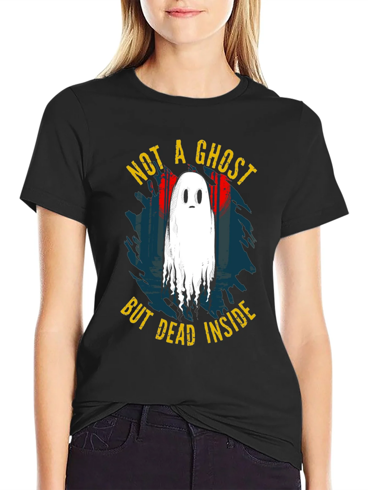 Not A Ghost But Dead Inside Black T-Shirt product image 1