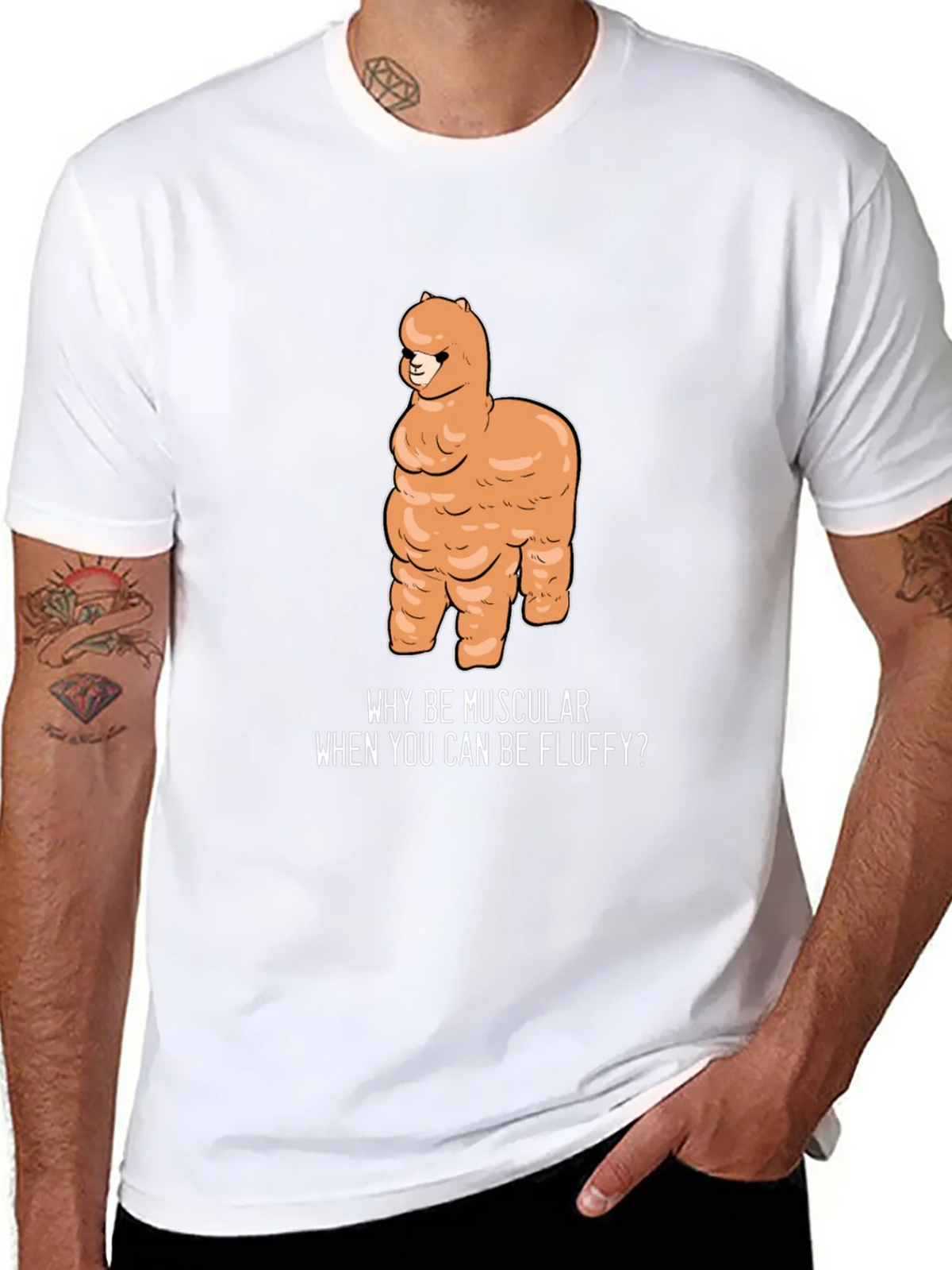 Fluffy Alpaca T-Shirt - Why Be Muscular? product image 6