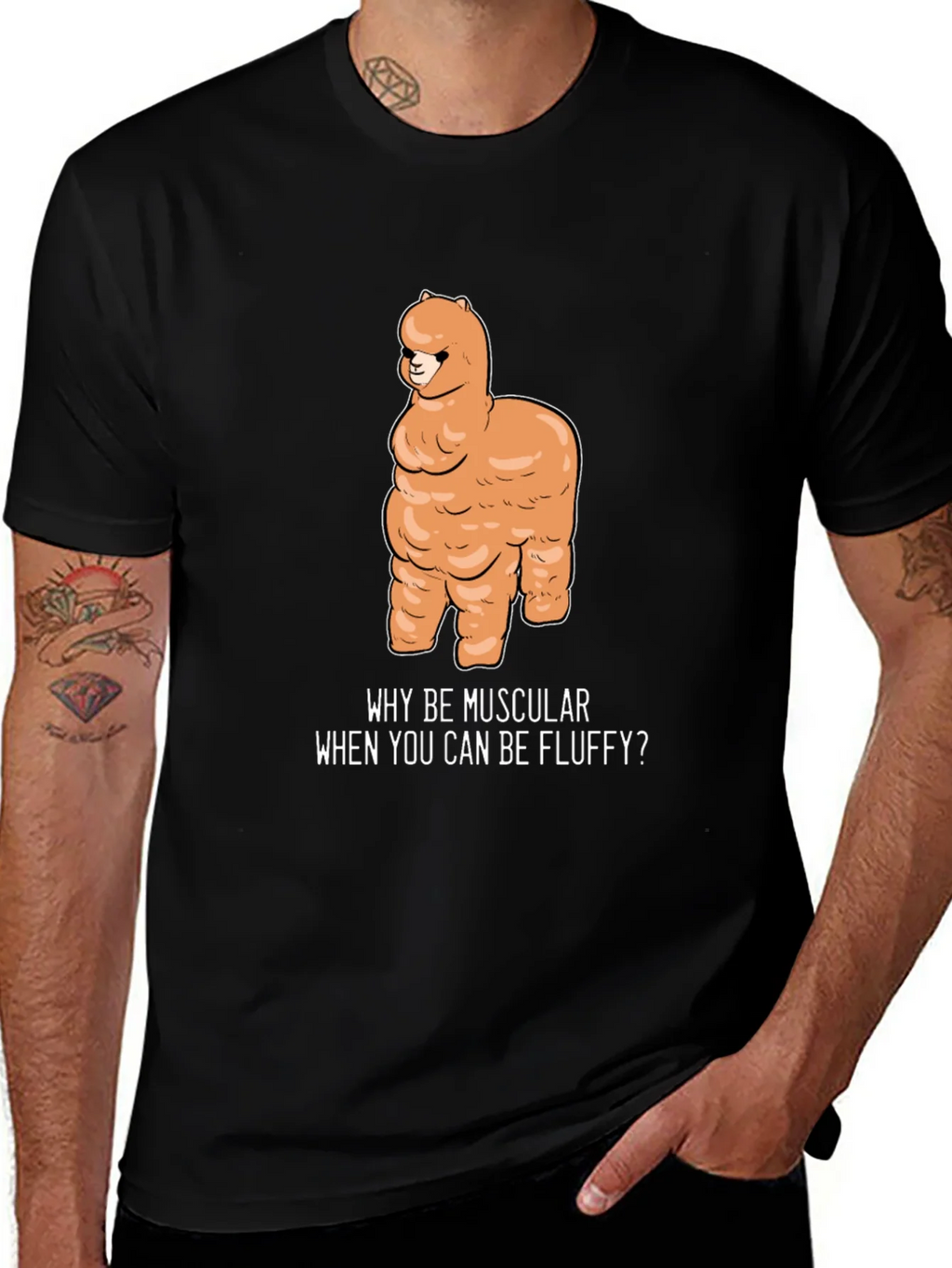 Fluffy Alpaca T-Shirt - Why Be Muscular? product image 1