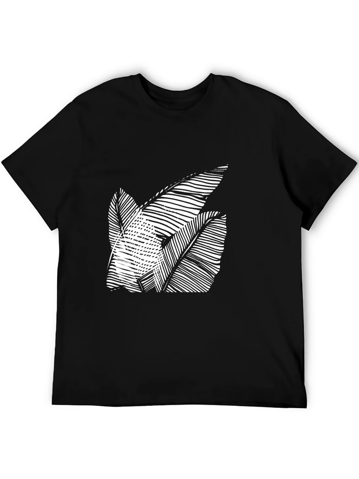 Abstract Leaf Design Black T-Shirt product image 5