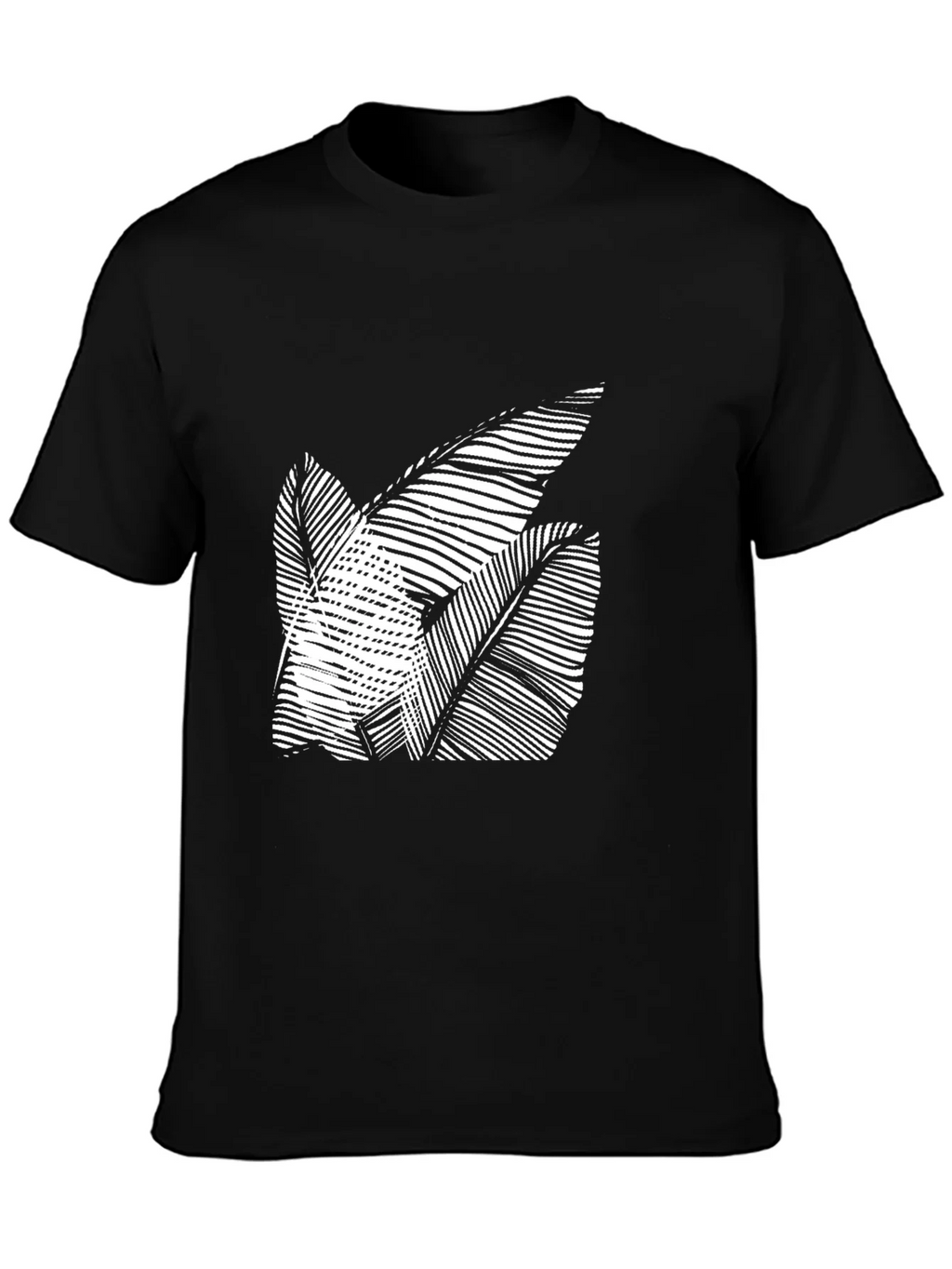 Abstract Leaf Design Black T-Shirt product image 3