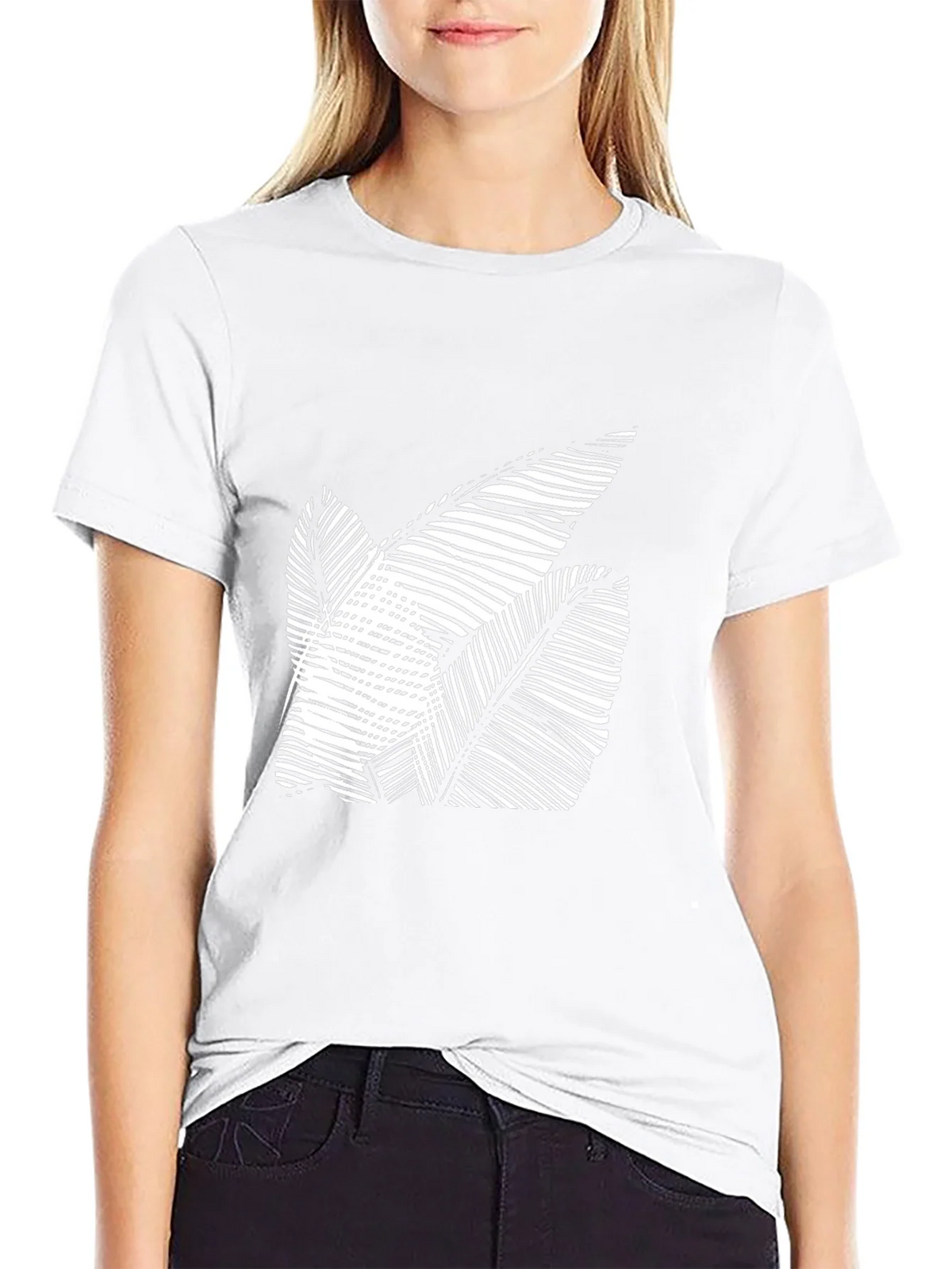 Abstract Leaf Design Black T-Shirt product image 8