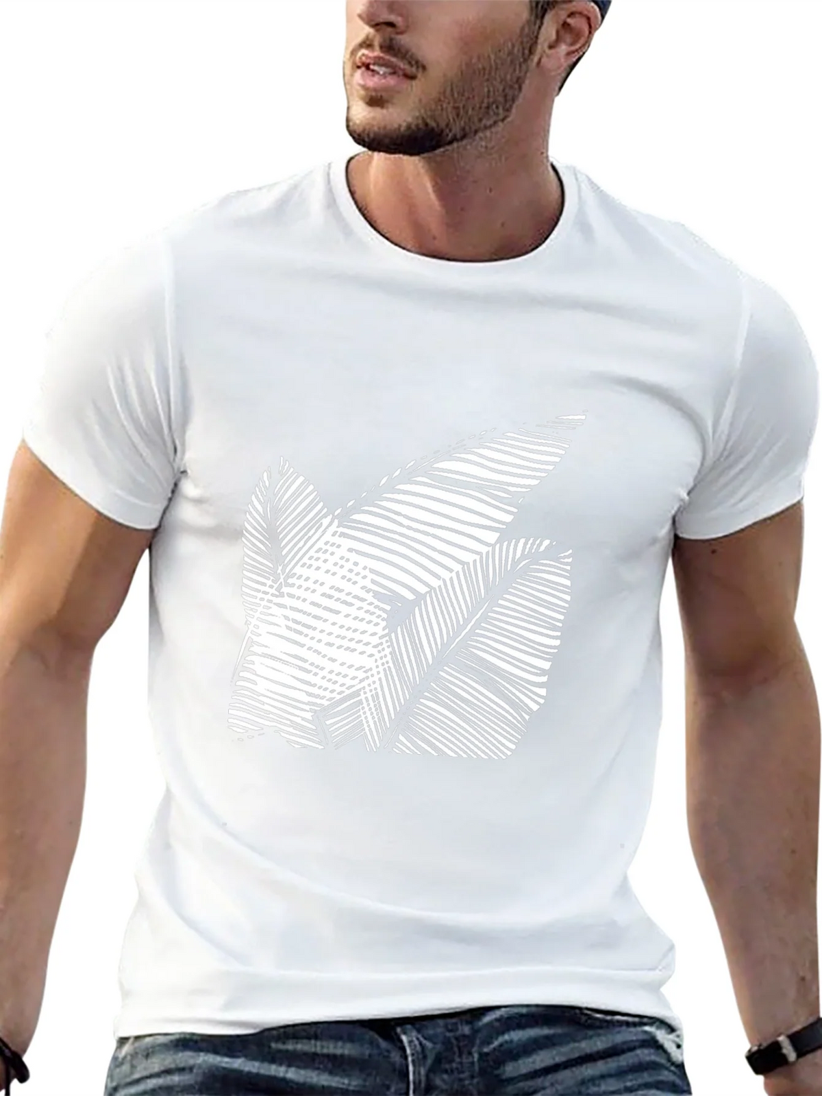 Abstract Leaf Design Black T-Shirt product image 12
