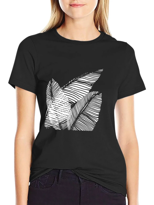 Abstract Leaf Design Black T-Shirt product image 2