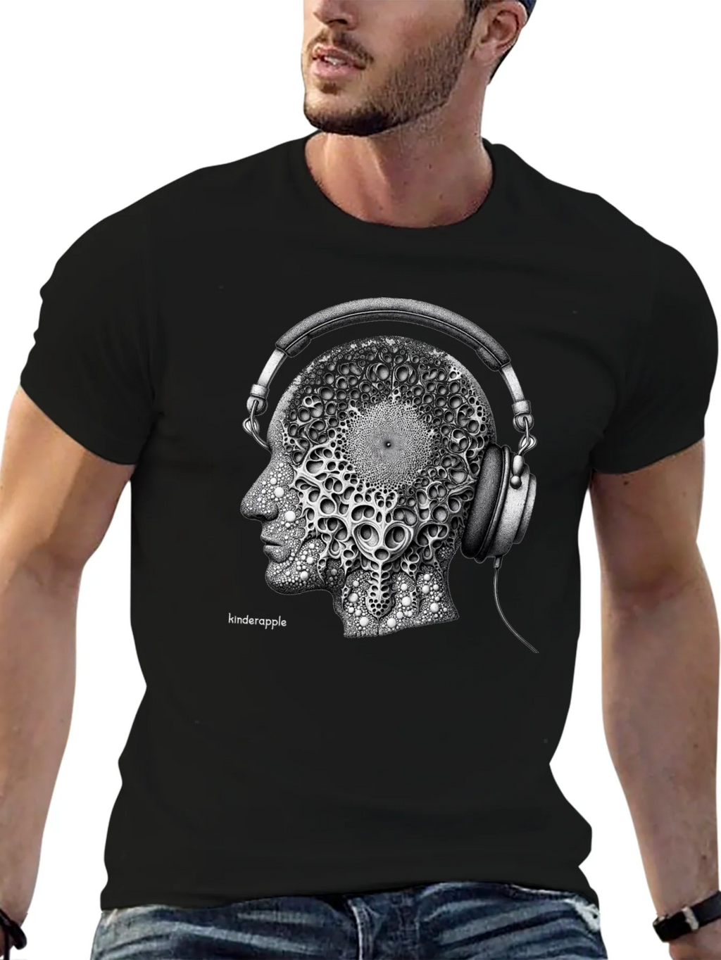 Abstract Headphone Graphic Tee - Black product image 6