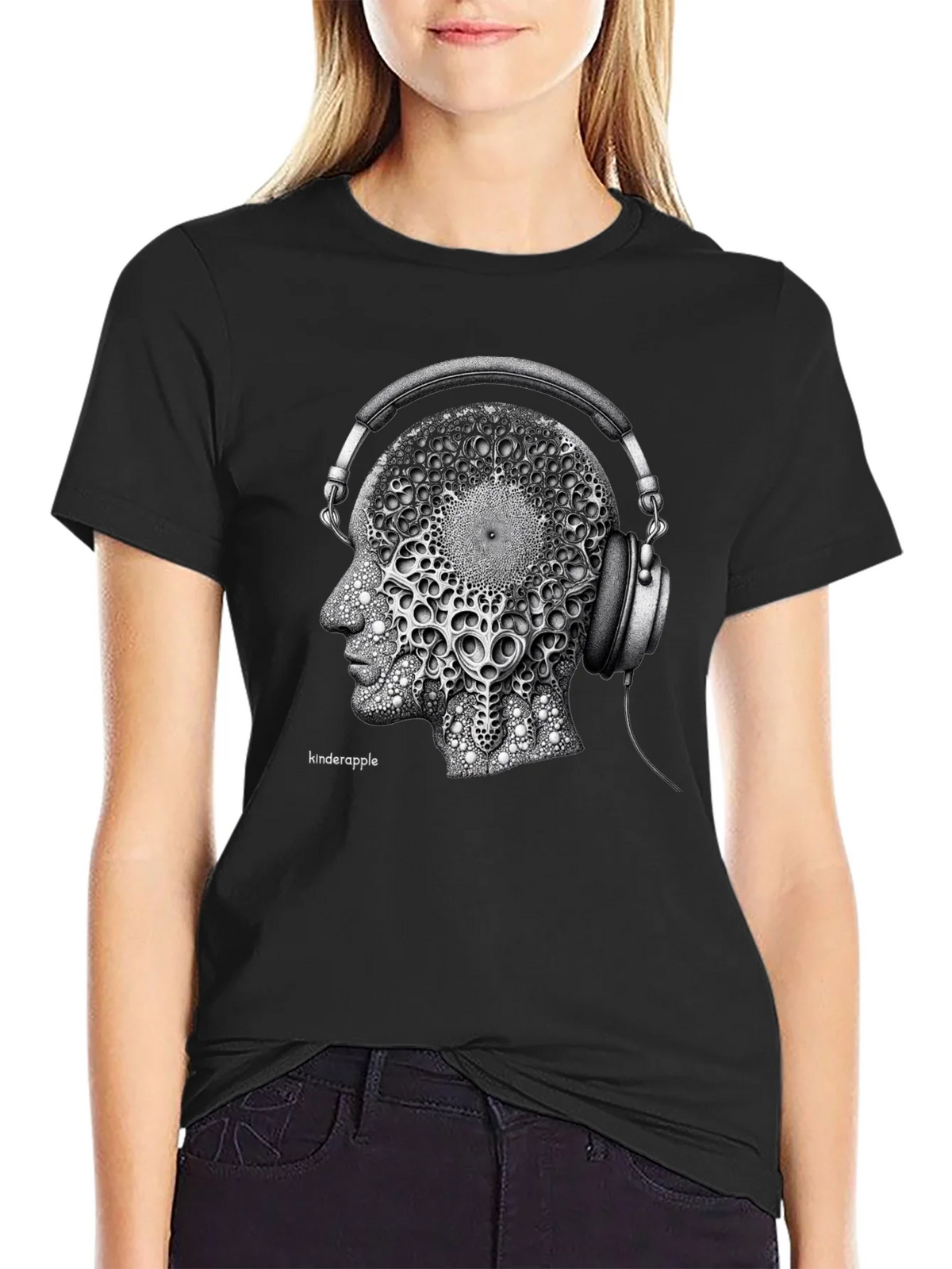 Abstract Headphone Graphic Tee - Black product image 2