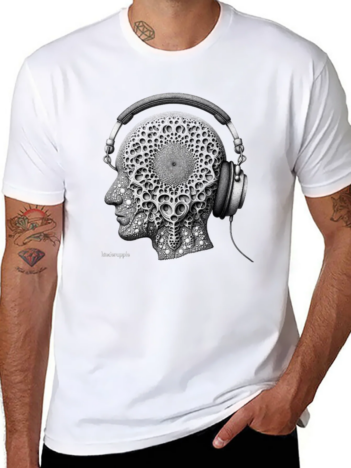 Abstract Headphone Graphic Tee - Black product image 7