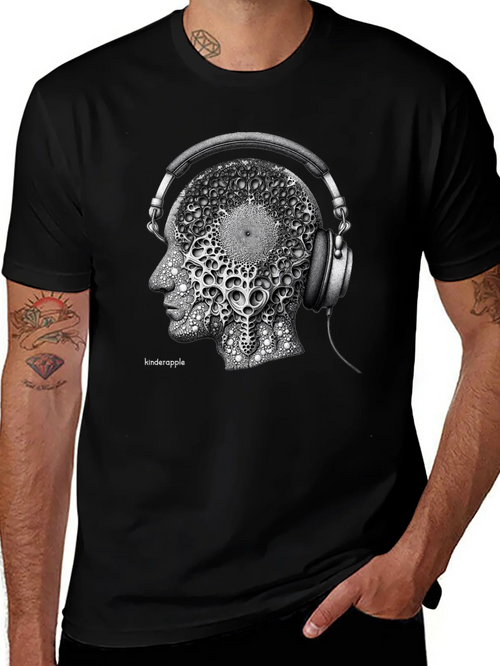 Abstract Headphone Graphic Tee - Black product image 1