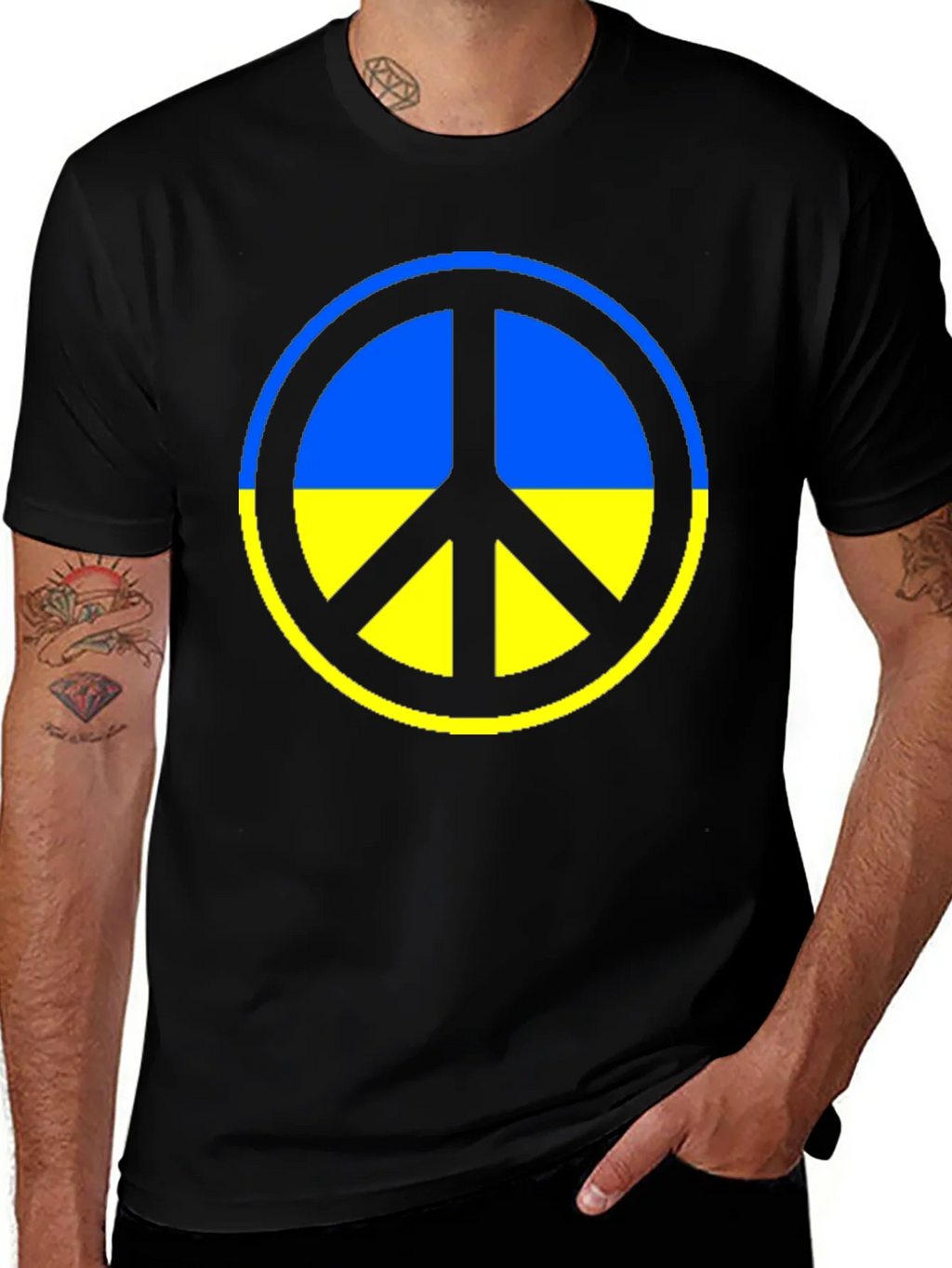 Ukraine Peace Symbol T-Shirt - Black product image 1