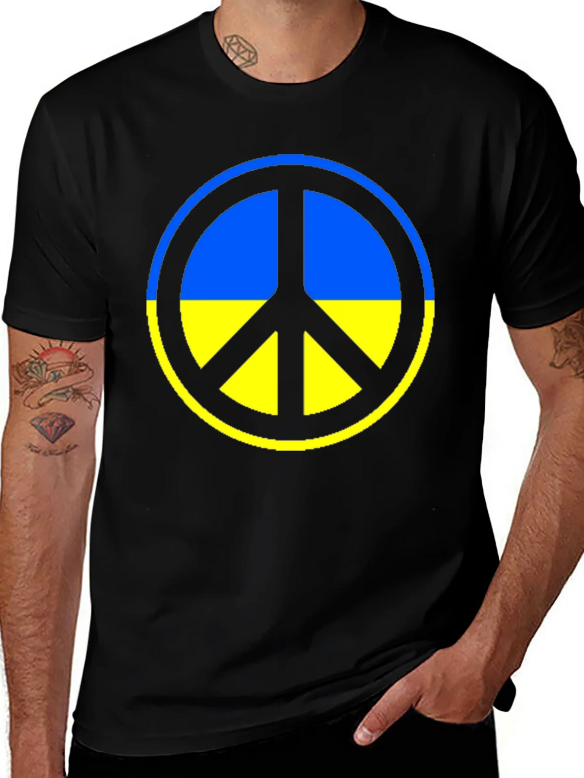 Ukraine Peace Symbol T-Shirt - Black product image 1
