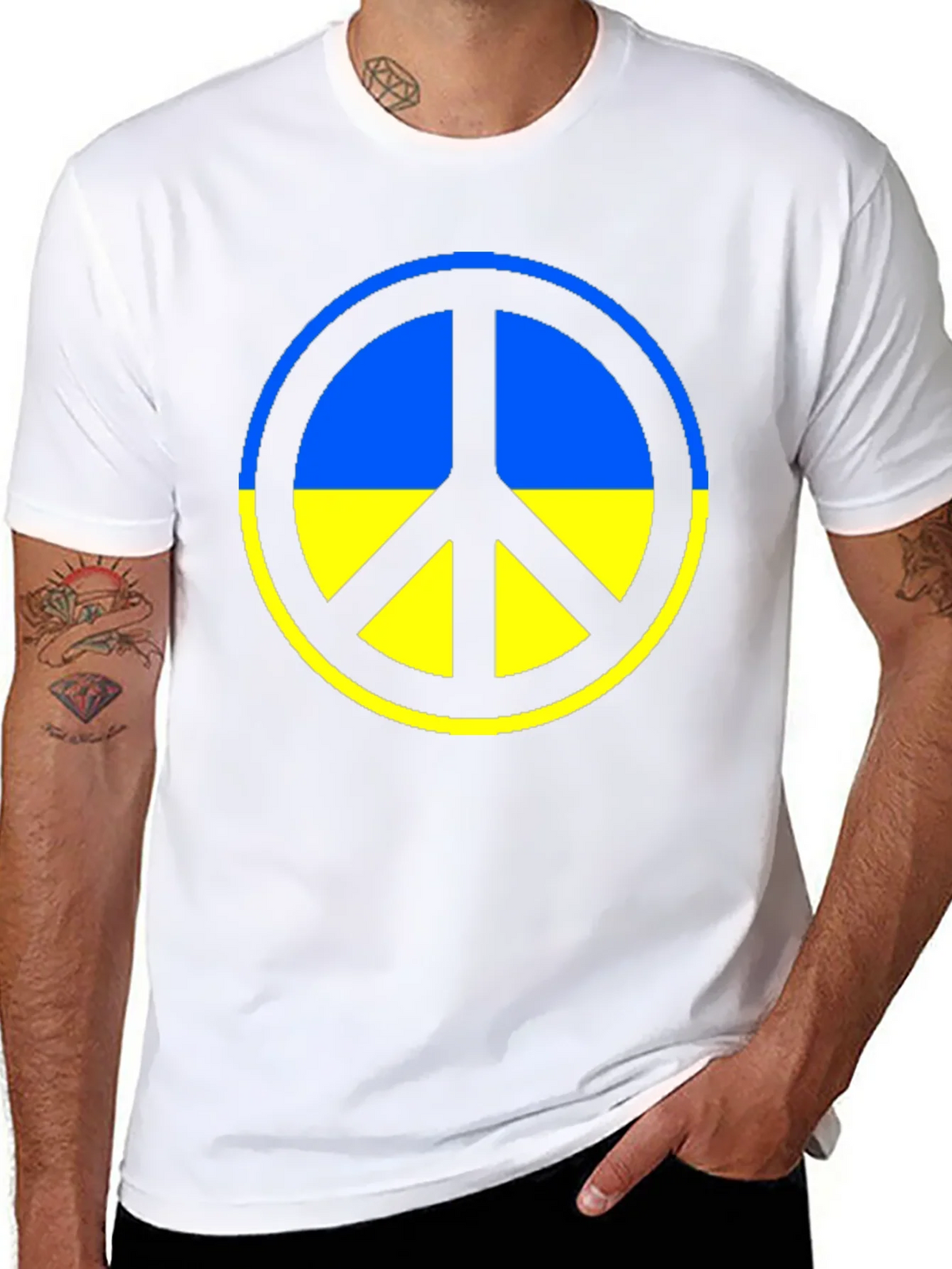 Ukraine Peace Symbol T-Shirt - Black product image 7