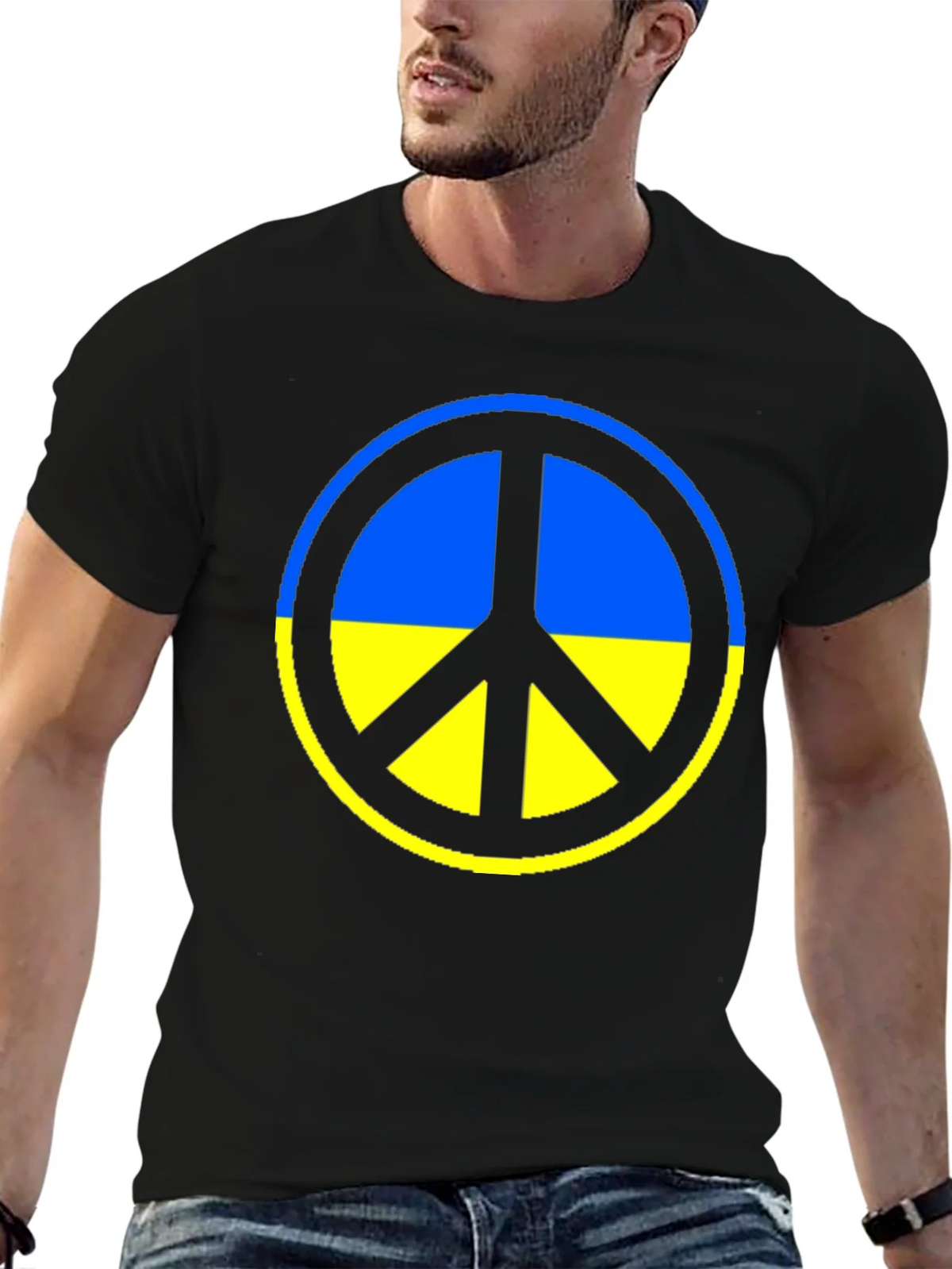Ukraine Peace Symbol T-Shirt - Black product image 6